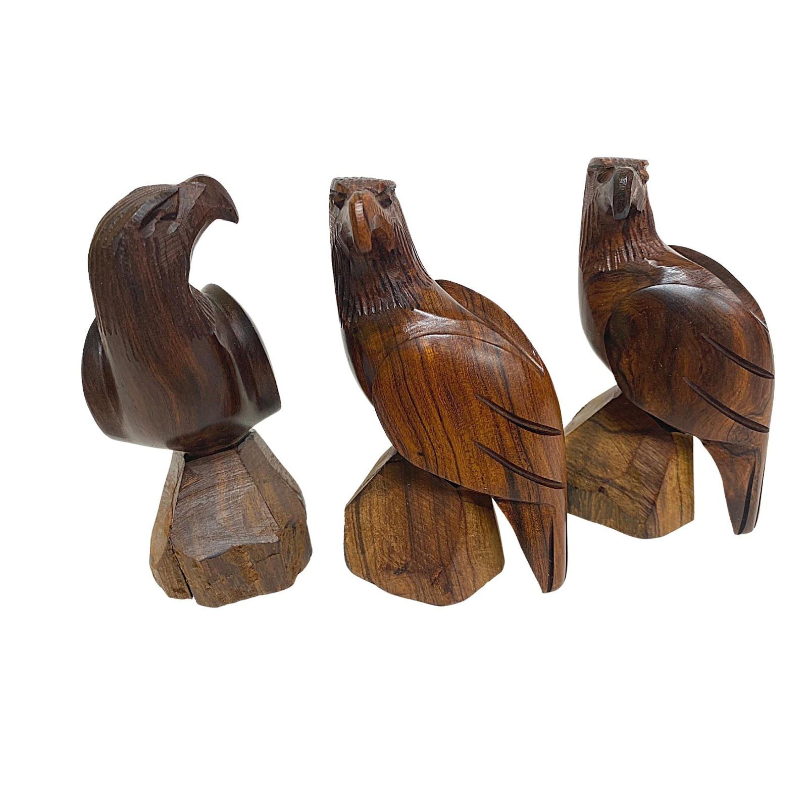 Hand Carved Eagle Falcon Bird Of Prey Hawk Wood Carving in Ironwood from Mexico - Tobmarc Home Decor & Gifts