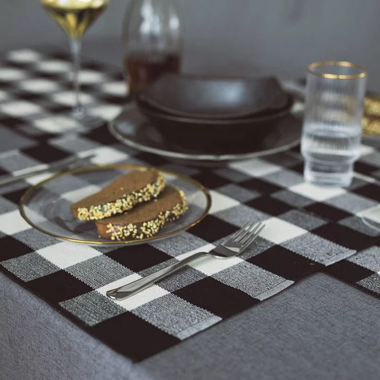 Tobmarc 4 Pcs Black White Plaid Buffalo Placemats f