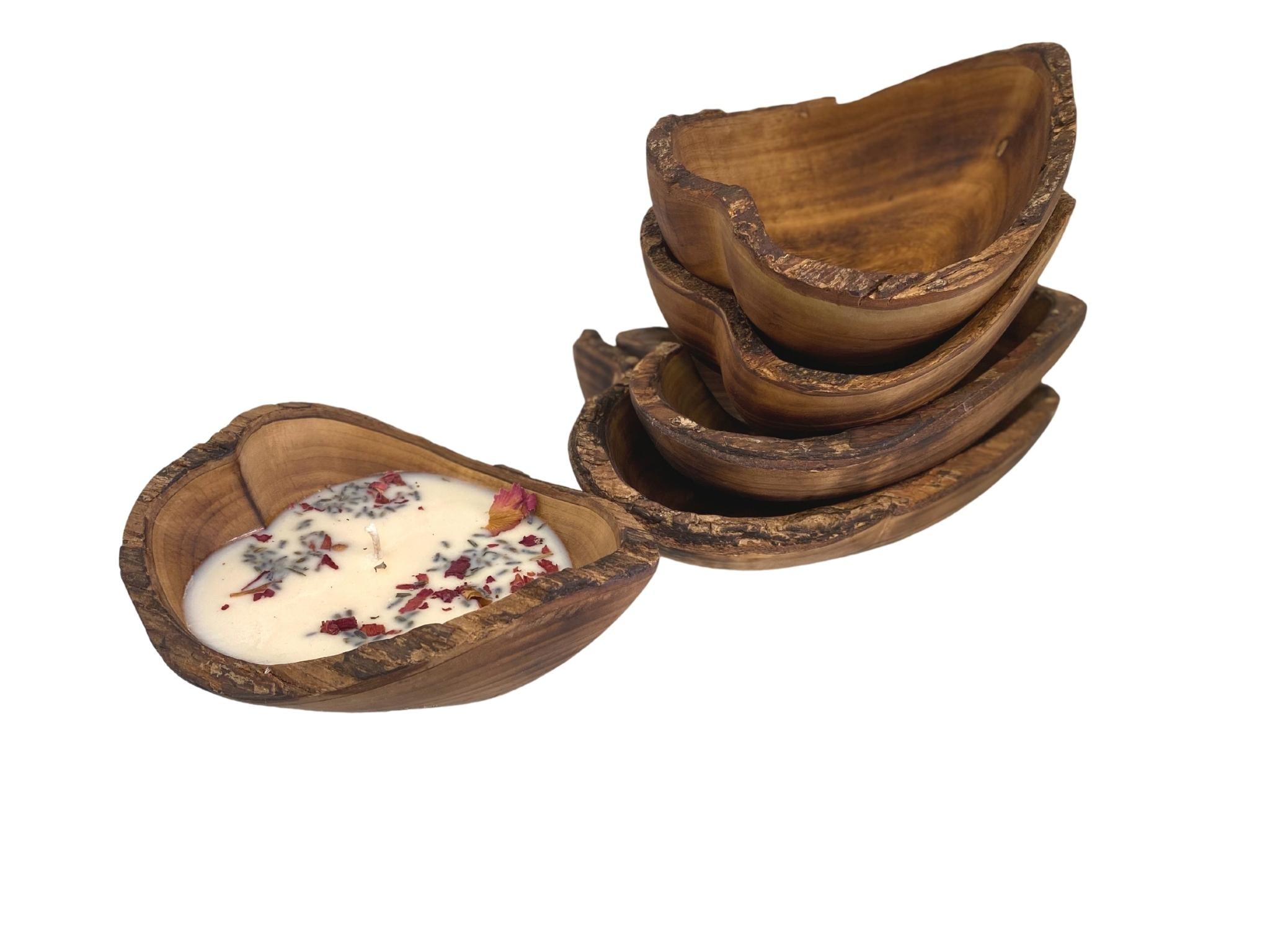 CANDLE DOUGH BOWL, Wooden Dough Bowl, Hand Carved Decorative Heart Shape Dough Bowl Set, Housewarming Gift - Tobmarc Home Decor & Gifts
