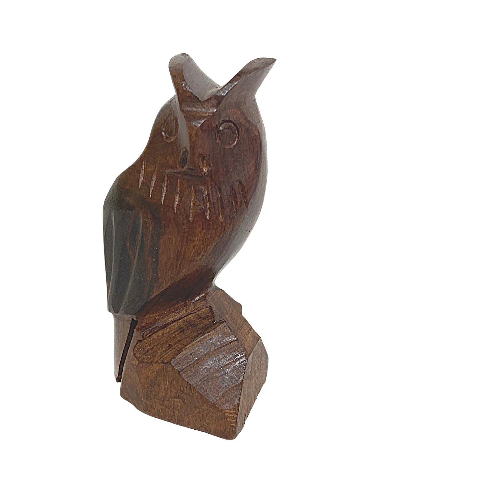 Hand Carved Owl Falcon Bird Of Prey Hawk Wood Carving in Ironwood from Mexico - Tobmarc Home Decor & Gifts