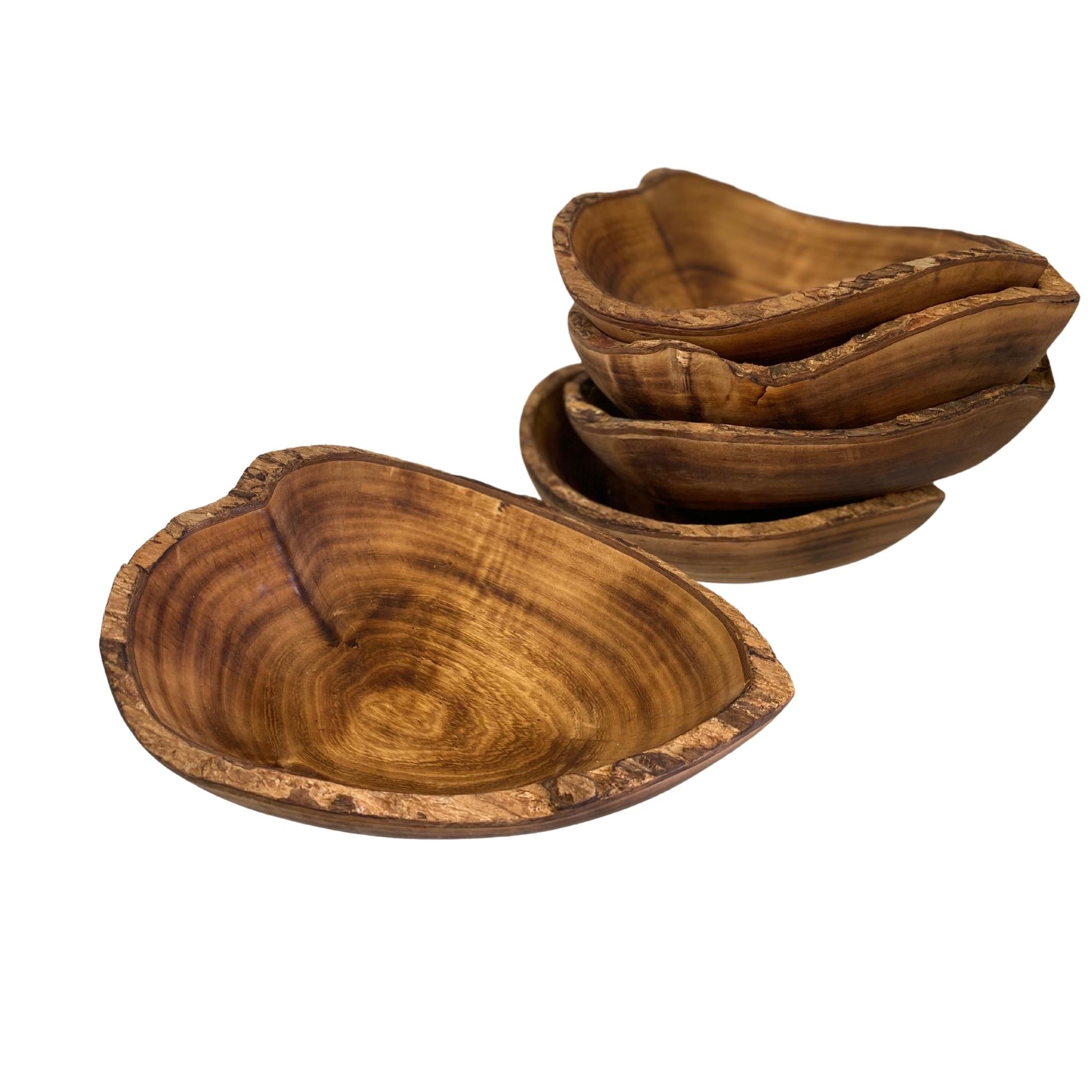 CANDLE DOUGH BOWL, Wooden Dough Bowl, Hand Carved Decorative Heart Shape Dough Bowl Set, Housewarming Gift - Tobmarc Home Decor & Gifts