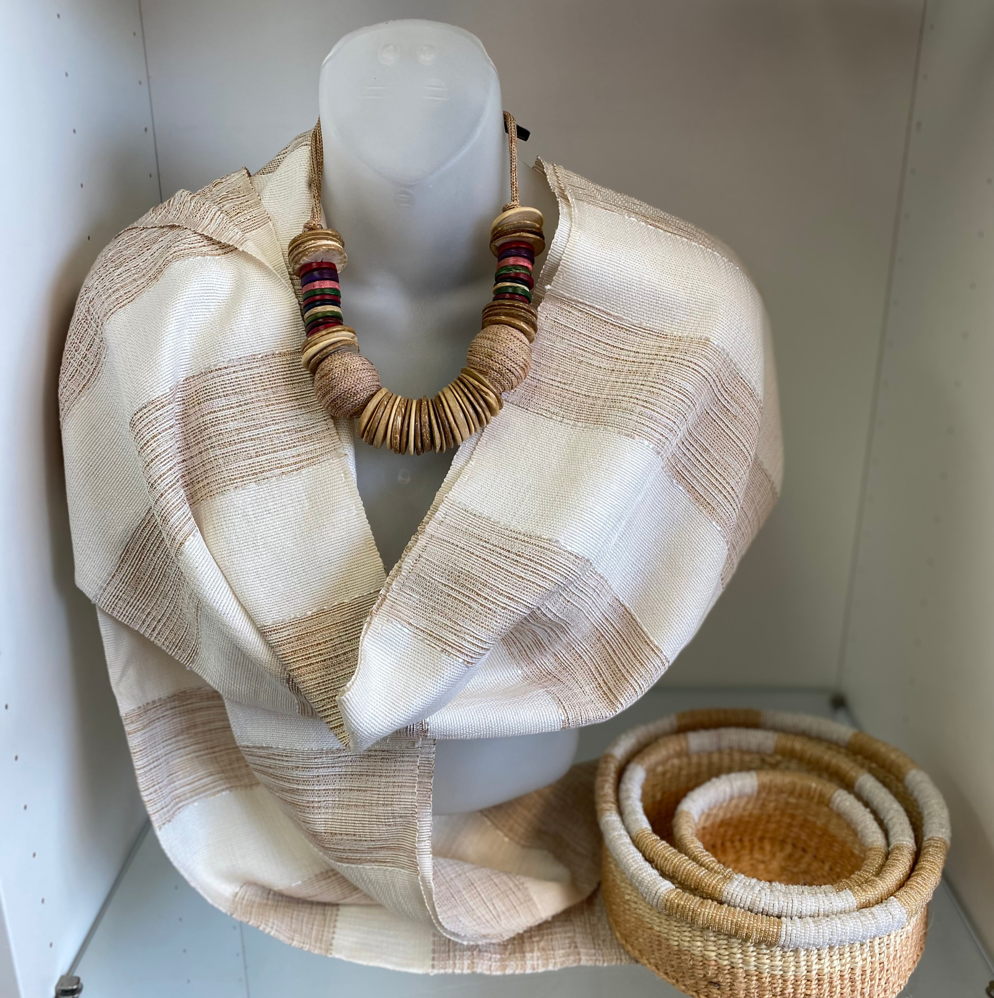 Raw Silk from Madagascar scarf, table Runners Lamba Landy -002