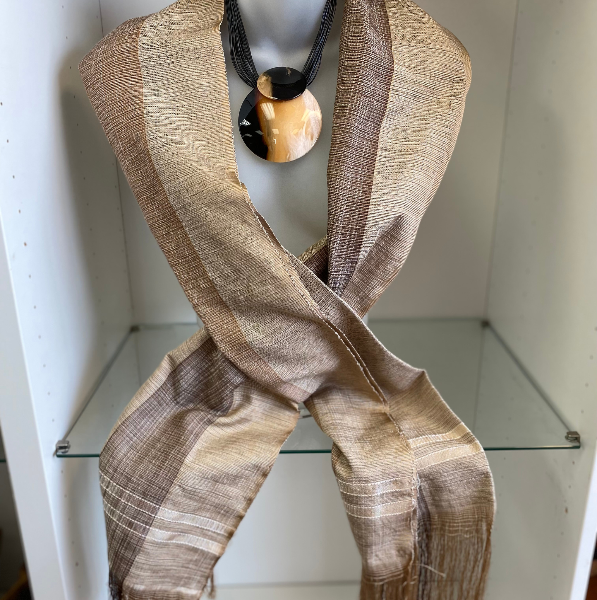 Madagascar Table Runner scarf, Raw Silk Lamba Landy Madagascar-005
