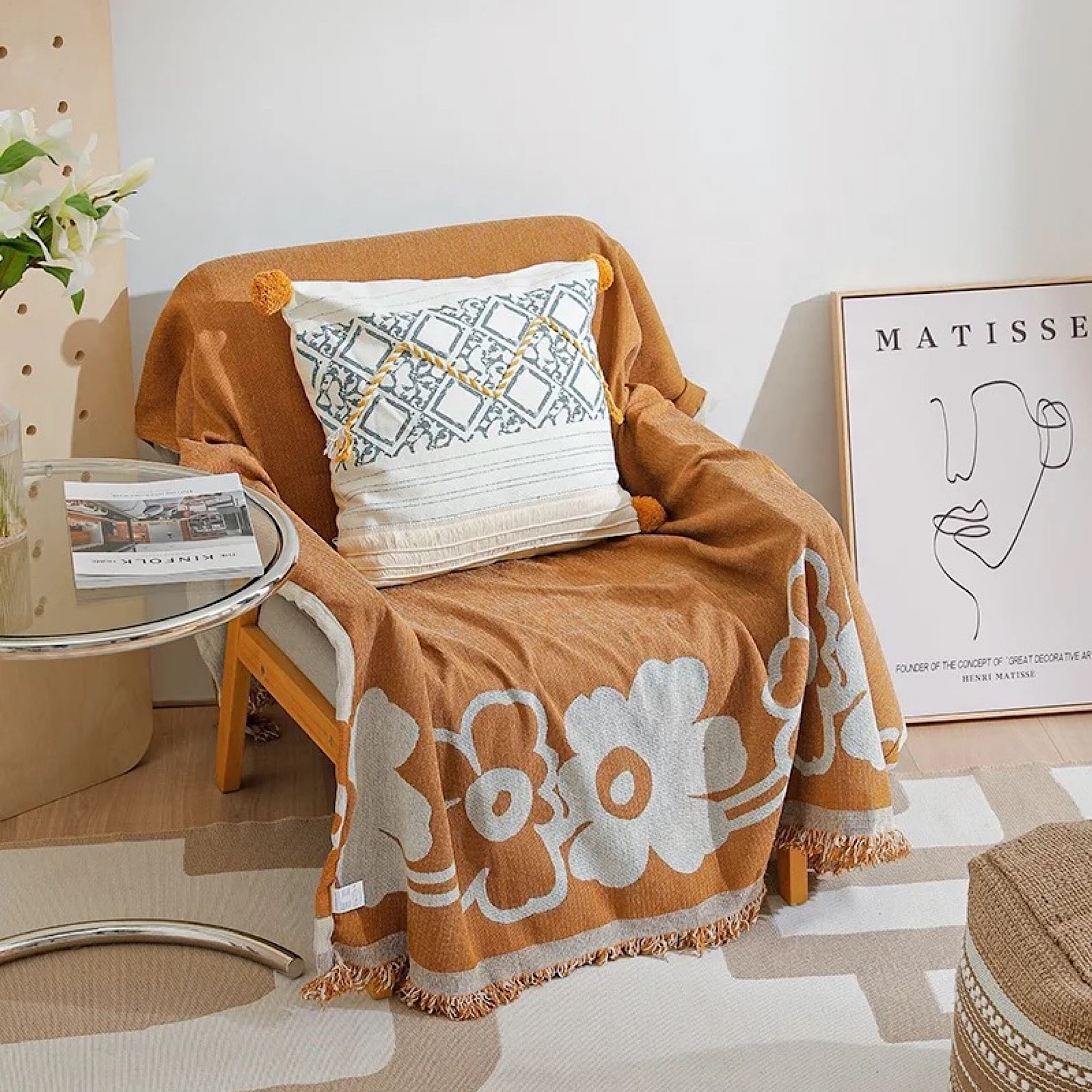 Reversible soft Knitted Throw Blanket for Bed Sofa, Couch Throw 180cm x230cm