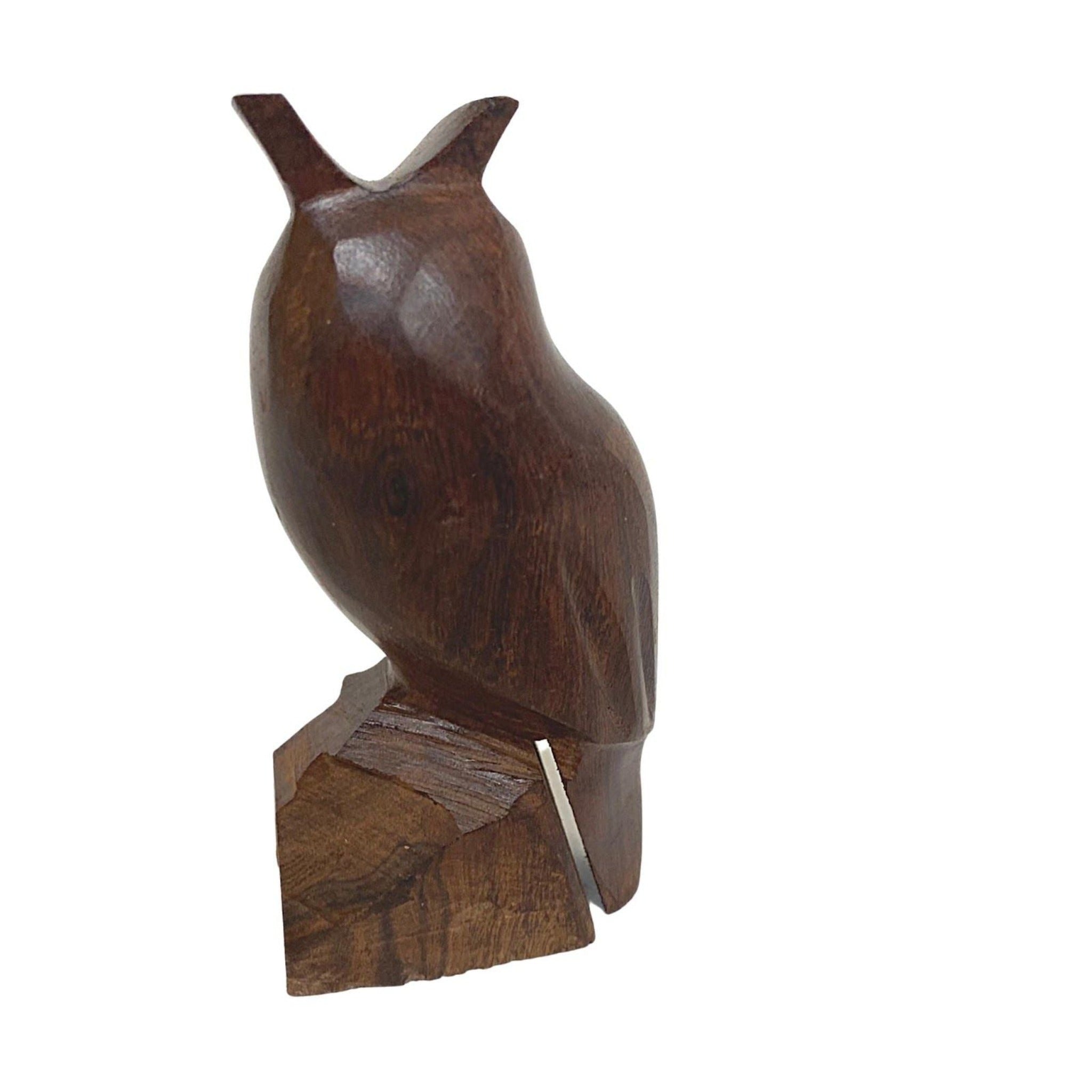 Hand Carved Owl Falcon Bird Of Prey Hawk Wood Carving in Ironwood from Mexico - Tobmarc Home Decor & Gifts