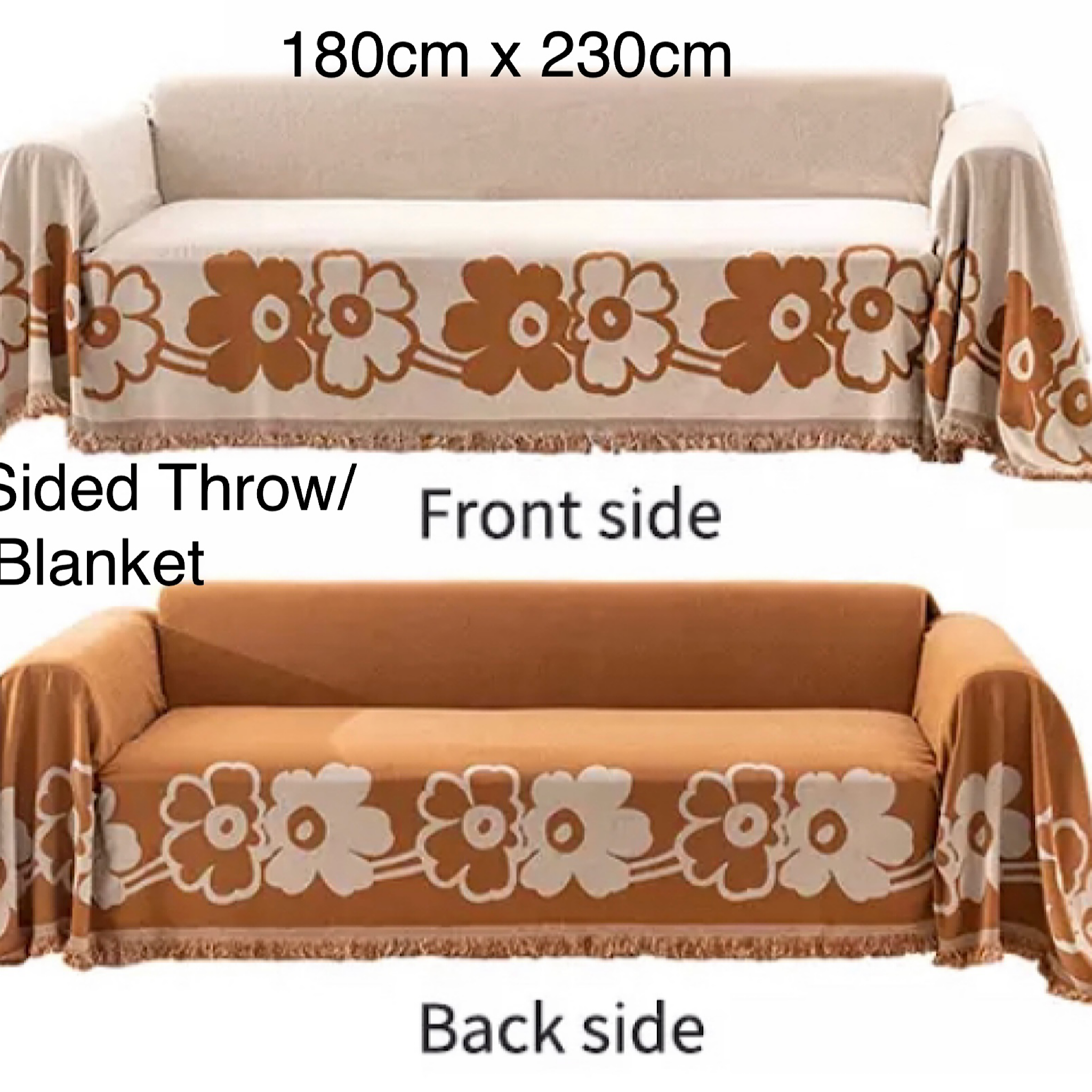Reversible soft Knitted Throw Blanket with Decorative Tassels for Bed Sofa, Couch Throw 180cm x230cm - Tobmarc Home Decor & Gifts