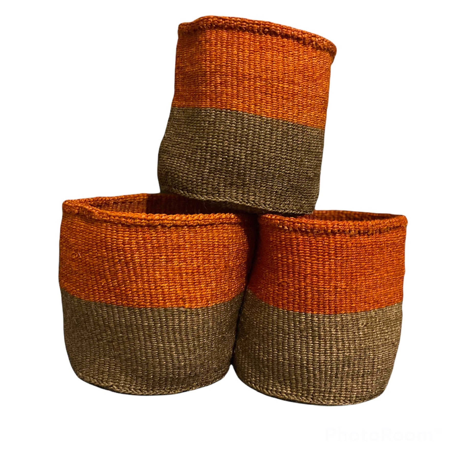 DECORATIVE STORAGE BASKET African Handwoven Sisal Basket for toys and Home Decor 9”x9” Set of 3 - Tobmarc Home Decor & Gifts