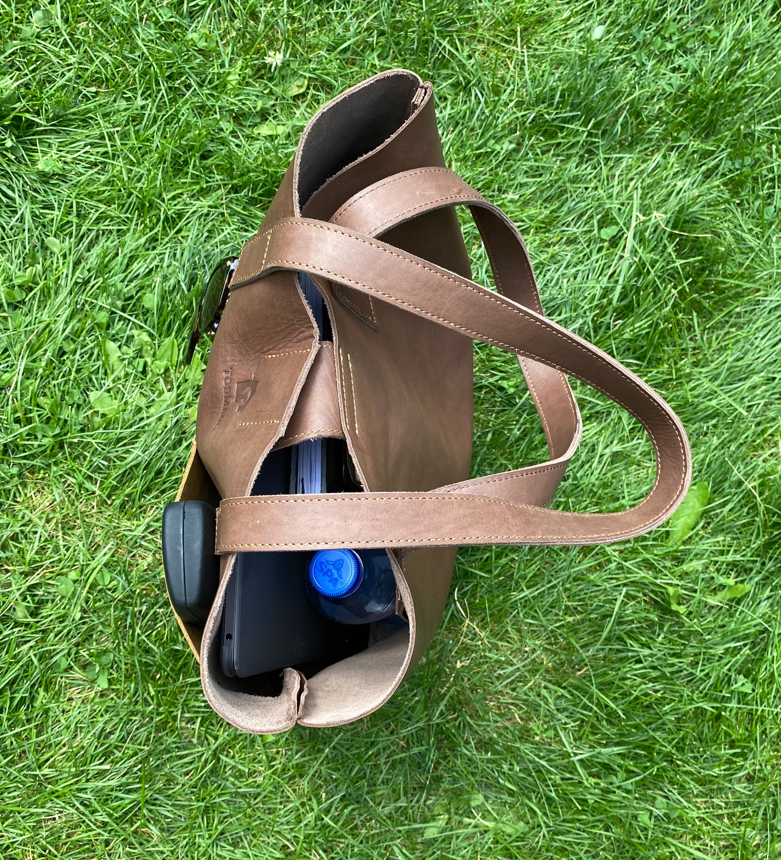 BROWN LEATHER TOTE, Soft Leather Bag, Unique Leather Everyday Travel Tote Bags, Genuine Leather Tote Bag Gift For Women - Tobmarc Home Decor & Gifts