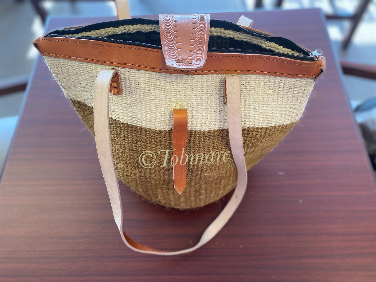Assorted Shopping Baskets, Beach Baskets, Bags With Leather Handle, African Kiondo - Tobmarc Home Decor & Gifts