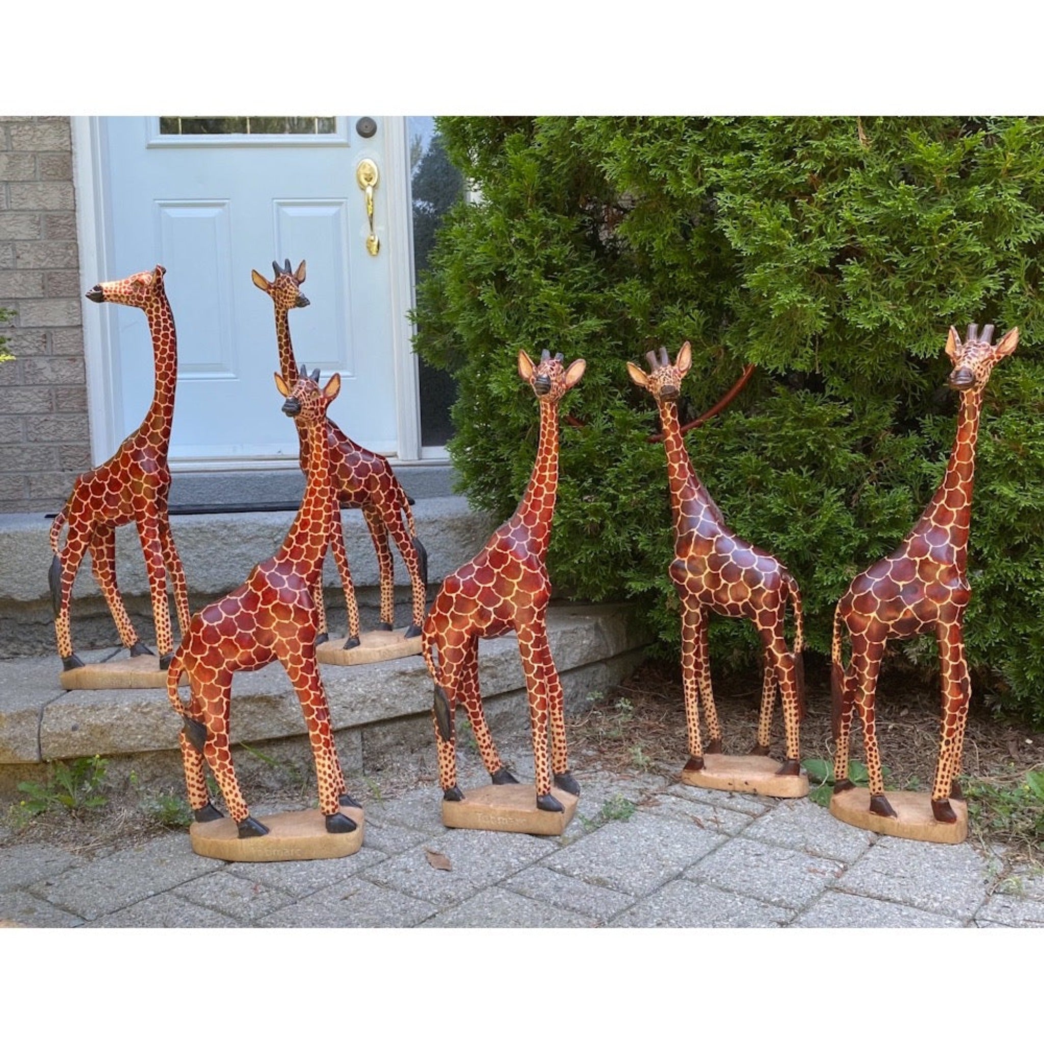 Hand carved Giraffe Sculpture, African Giraffe Decor 24" - Tobmarc Home Decor & Gifts