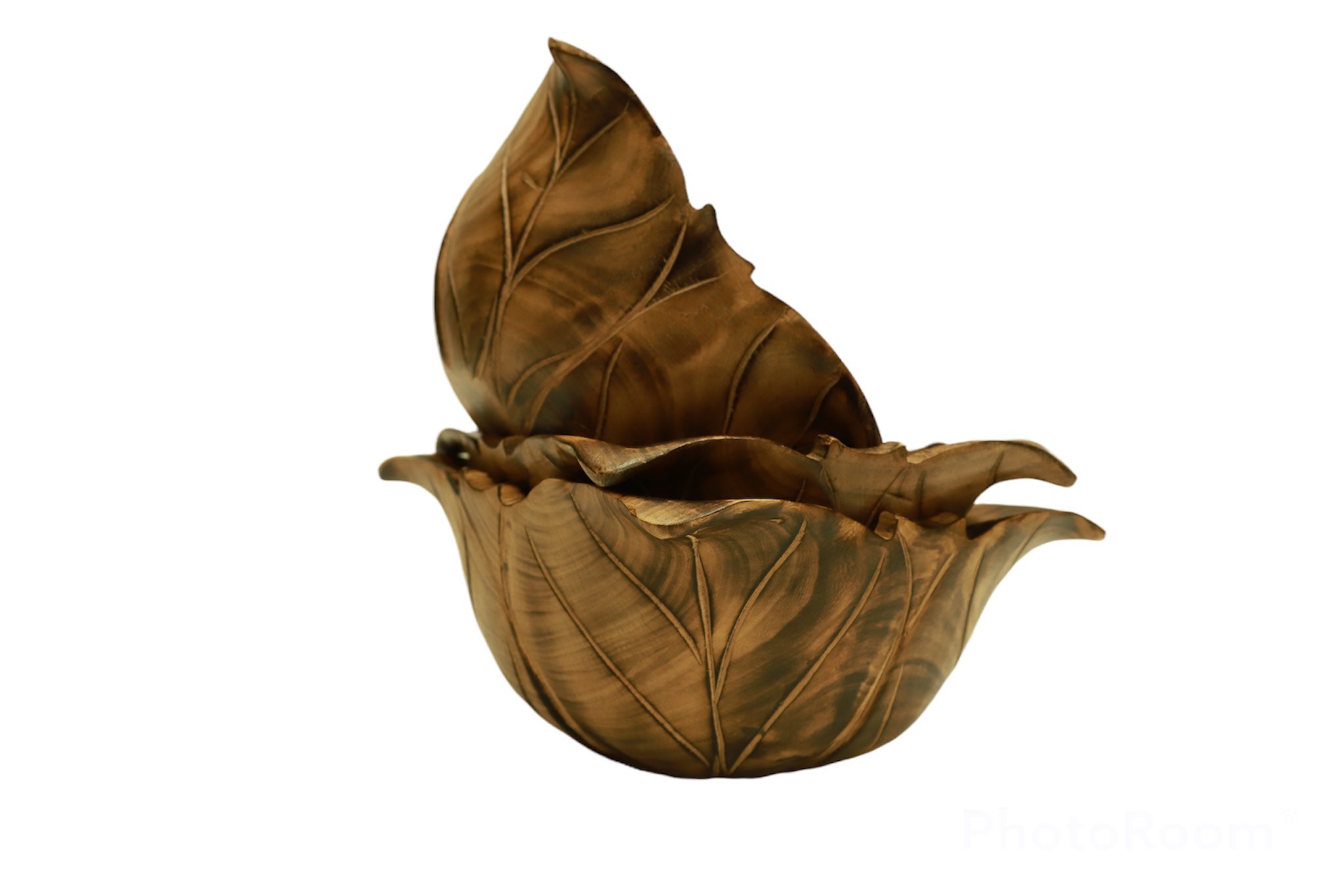 HAND-CARVED CABBAGE SHAPED Wooden Bowl Round Serving Bowl For Food Salad Fruit Multipurpose - Tobmarc Home Decor & Gifts