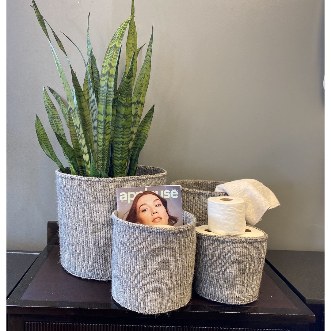 GREYSET4 - Storage Baskets, Plant Baskets, African Basket Planters, Laundry Baskets, Decorative Baskets, Toy Storage Baskets - Tobmarc Home Decor & Gifts
