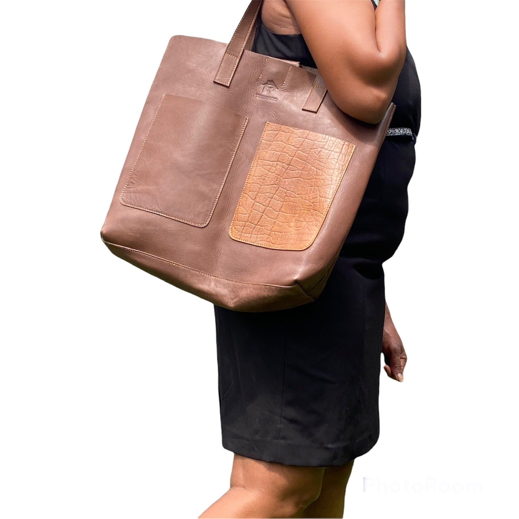 GENUINE LEATHER TOTE, TOBMARC Laptop Tote Bag for Women Genuine Pull Up Leather should Handbag with Multiple pockets 14" Brown - Tobmarc Home Decor & Gifts