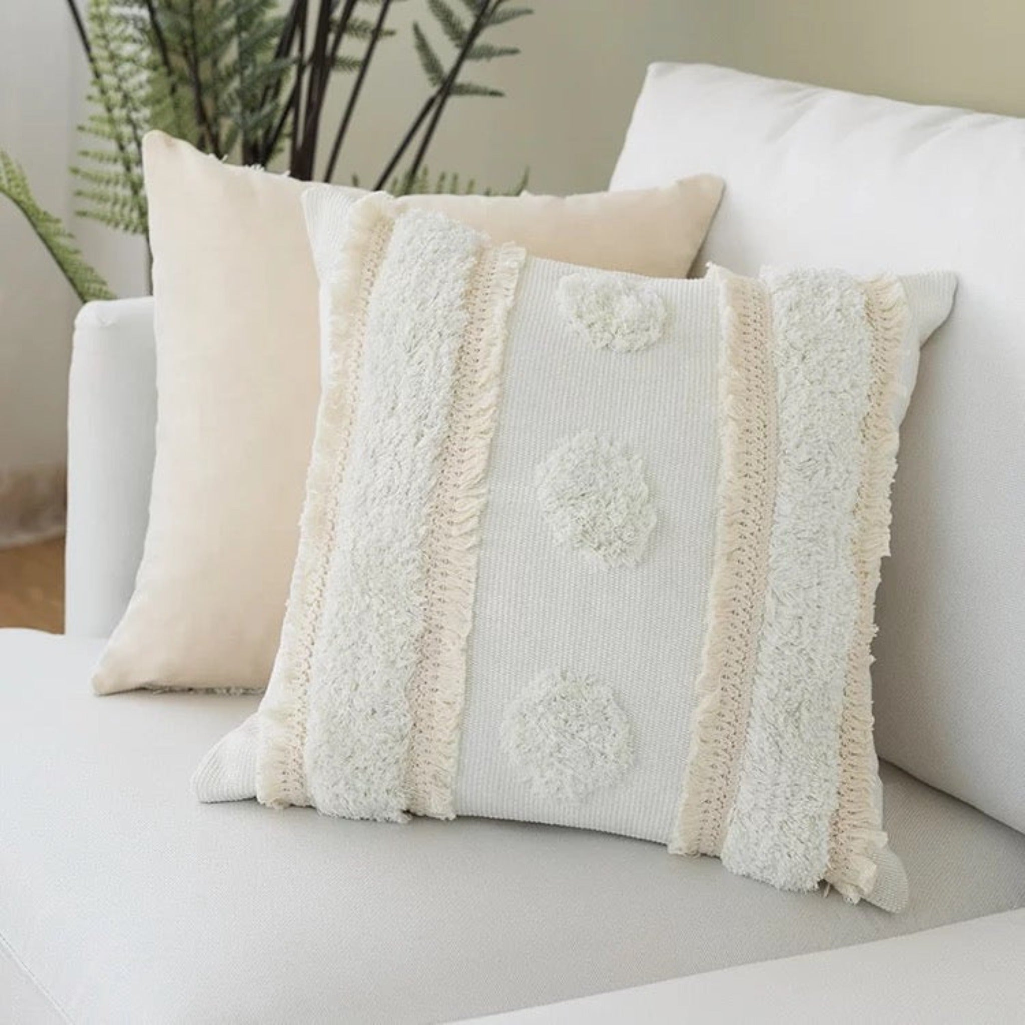DECORATIVE THROW Pillow Covers Tribal Boho Woven Tufted Pillowcase with Tassels Cushion Case - Tobmarc Home Decor & Gifts