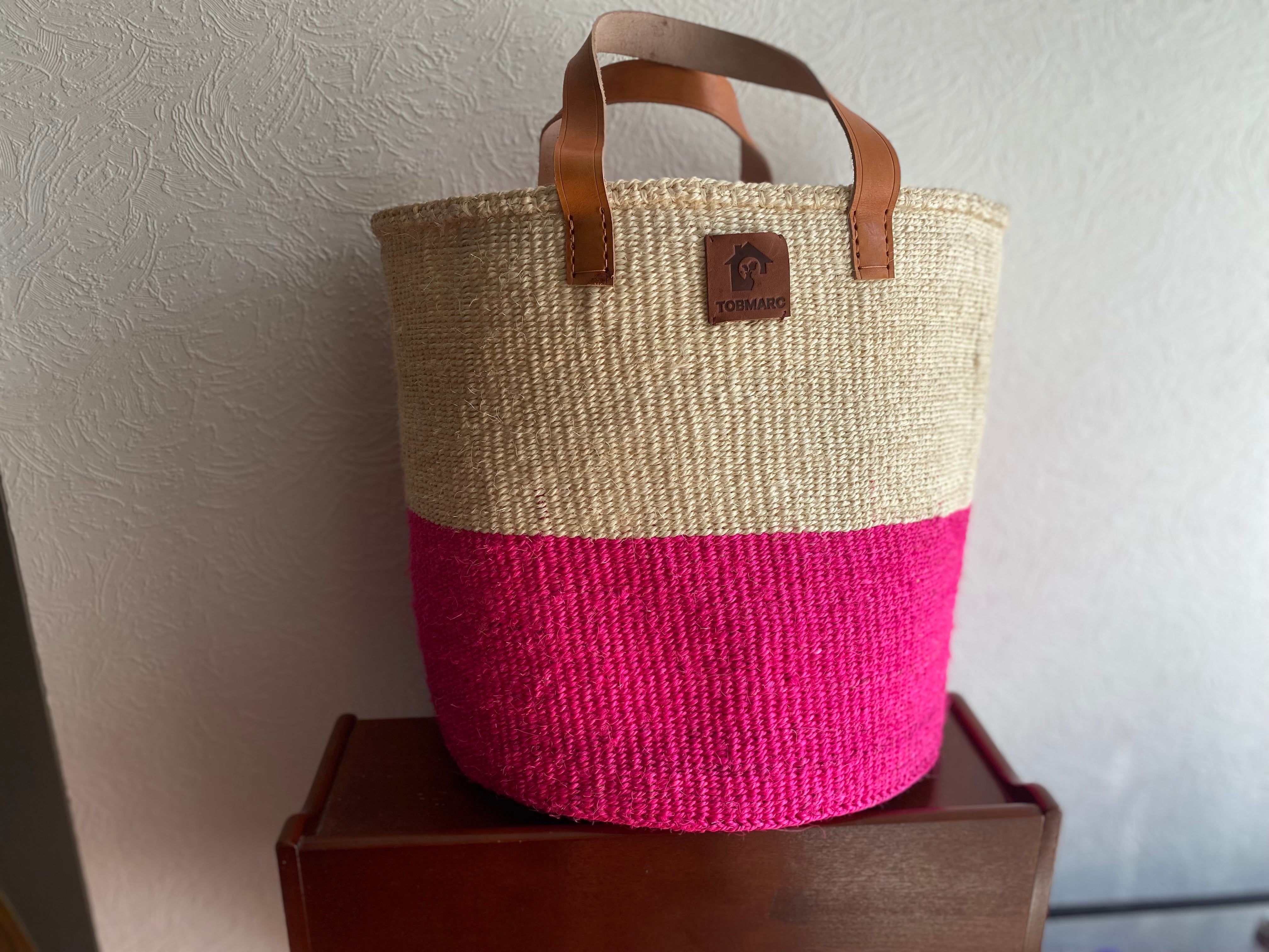 PINKSET3 -Storage basket|Woven Basket|Africa Baskets|Organizing Basket - Tobmarc Home Decor & Gifts