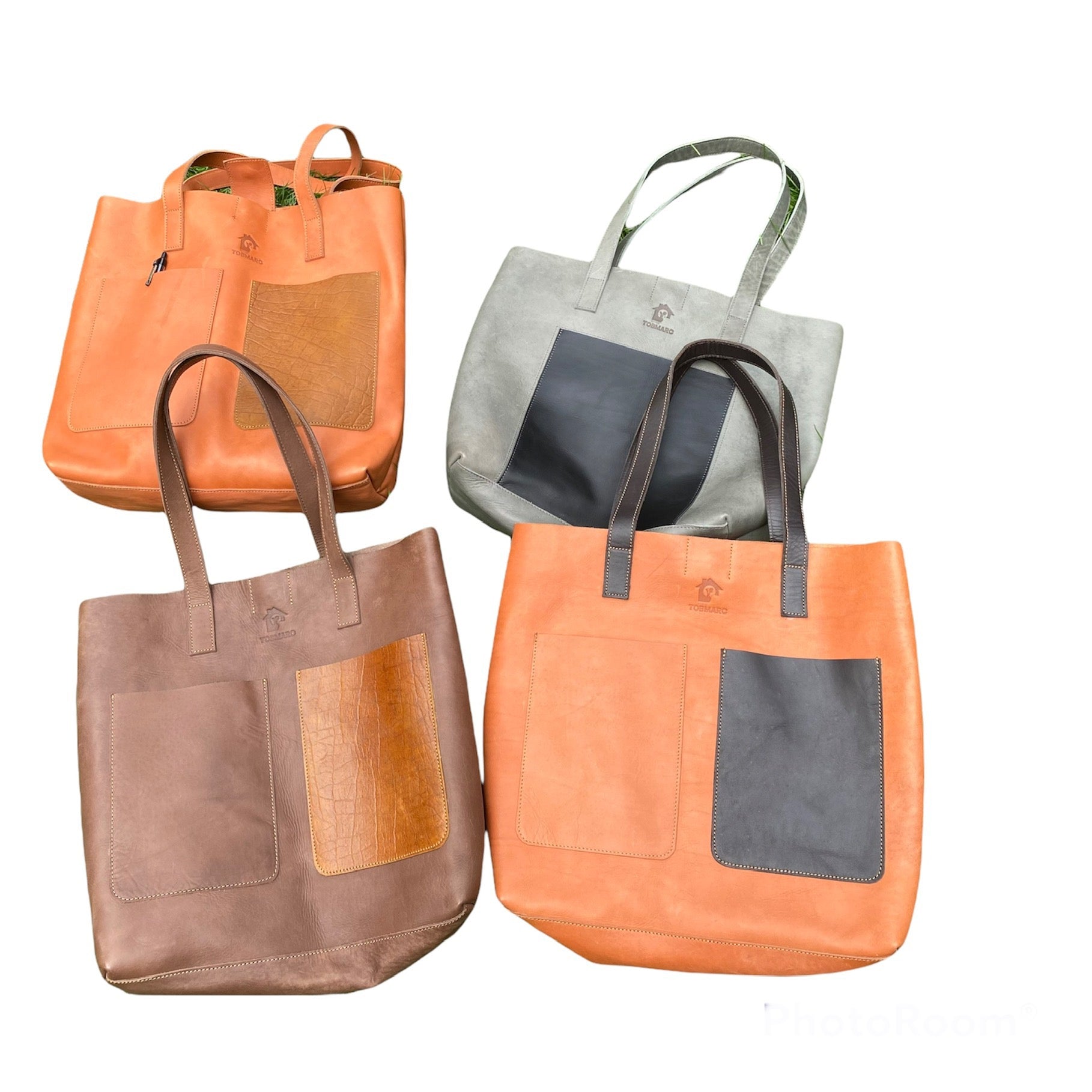 GENUINE LEATHER TOTE, TOBMARC Laptop Tote Bag for Women Genuine Pull Up Leather should Handbag with Multiple pockets 14" Brown - Tobmarc Home Decor & Gifts