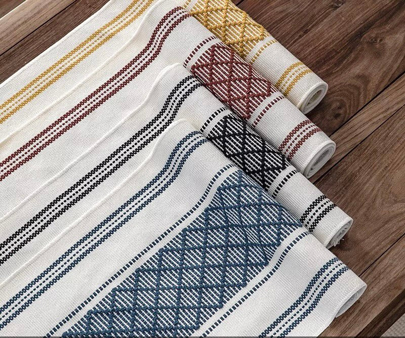 TABLE MATS SETS, Fabric Place Mats, Rectangle Shape Cotton Classic Minimalist Bohemian Dining Table Mats, Housewarming Gift - Tobmarc Home Decor & Gifts
