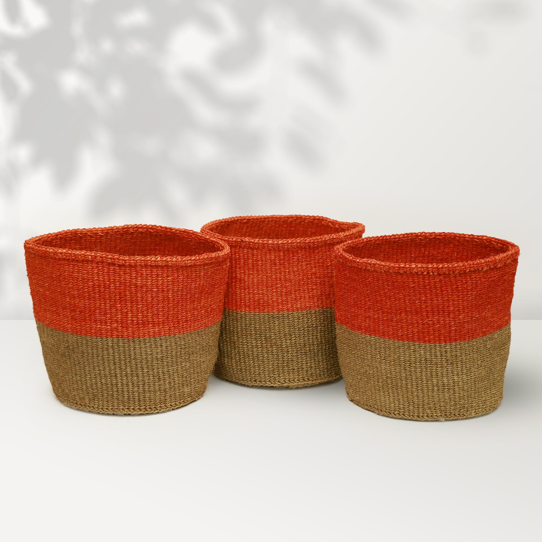 DECORATIVE STORAGE BASKET African Handwoven Sisal Basket for toys and Home Decor 9”x9” Set of 3 - Tobmarc Home Decor & Gifts