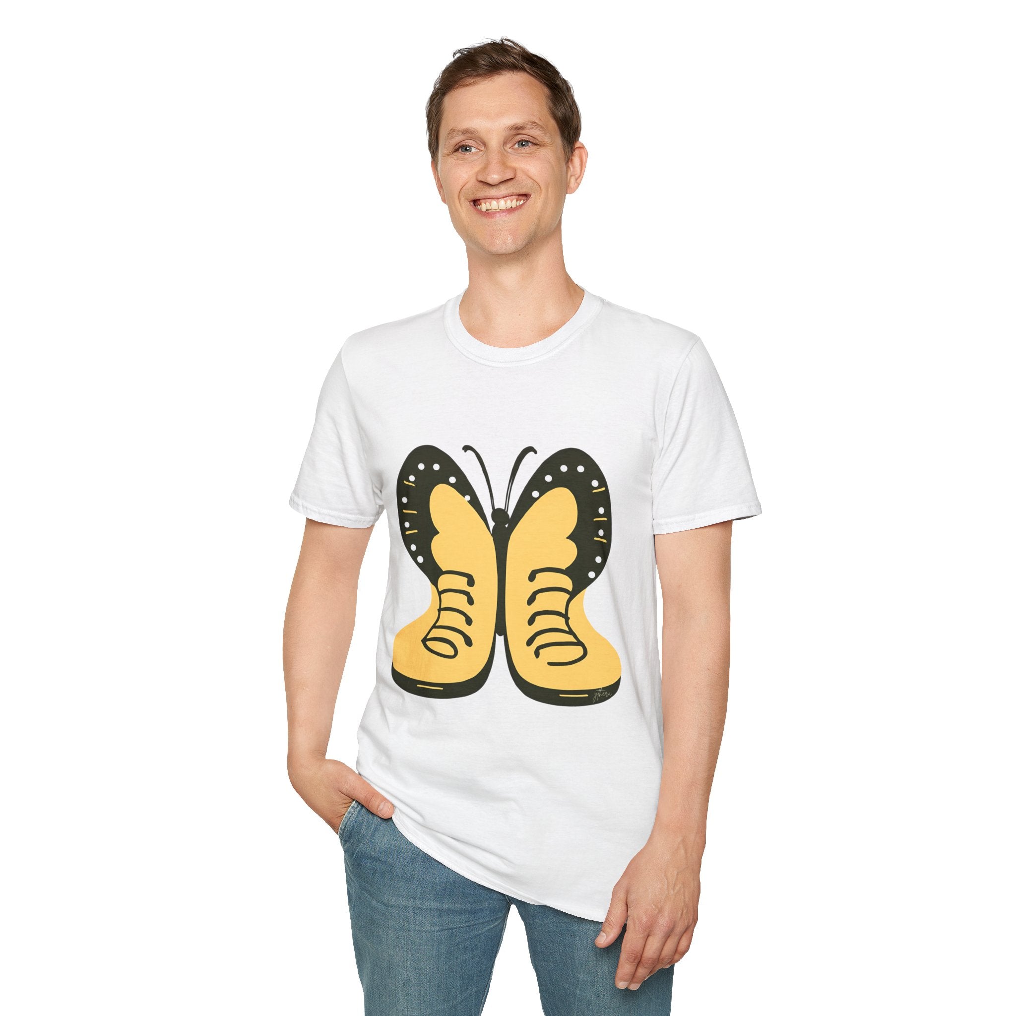Colorful Butterfly Unisex Softstyle T-Shirt – Perfect for Nature Lovers and Casual Wear