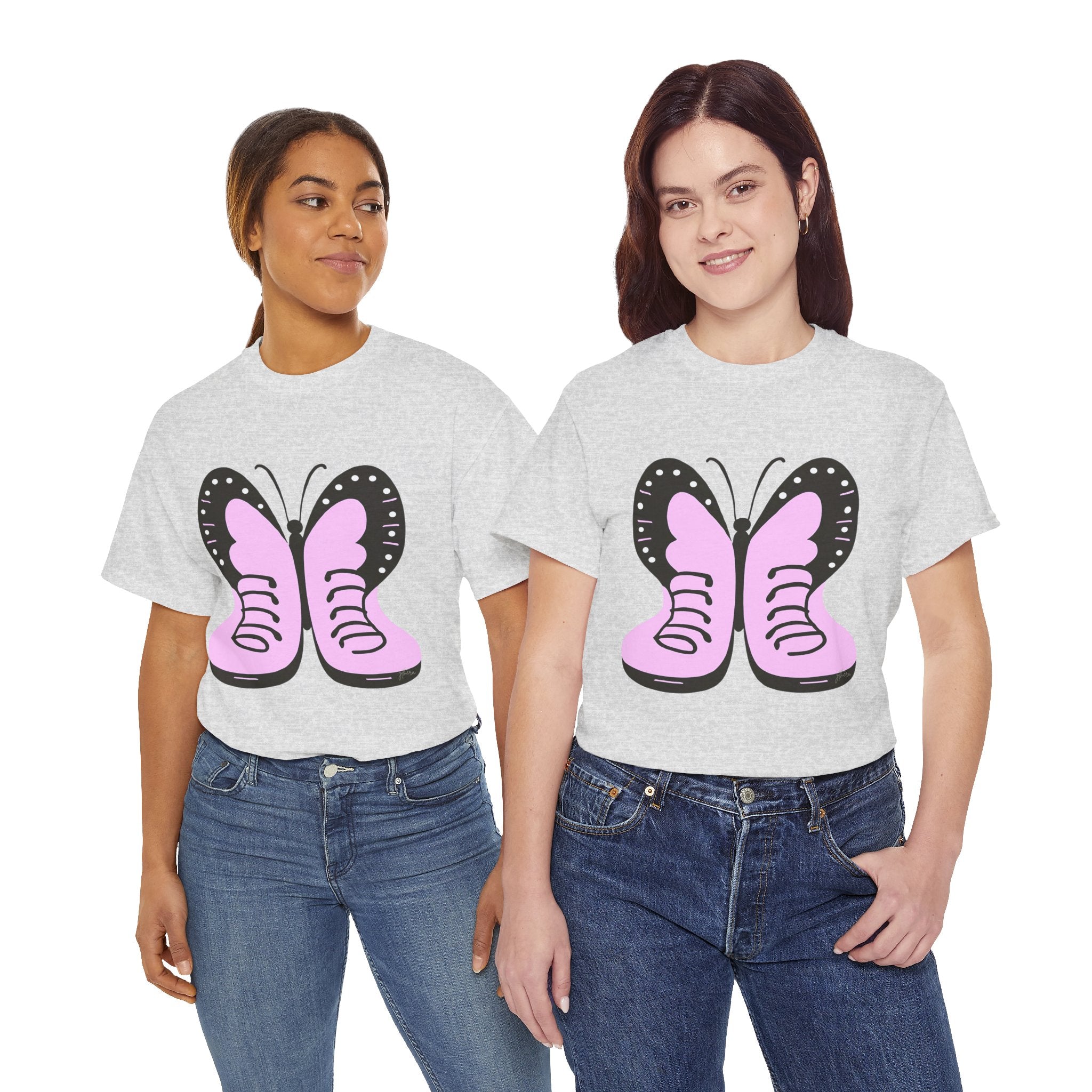 Butterfly Vibes Unisex Heavy Cotton Tee - Playful Pink Design