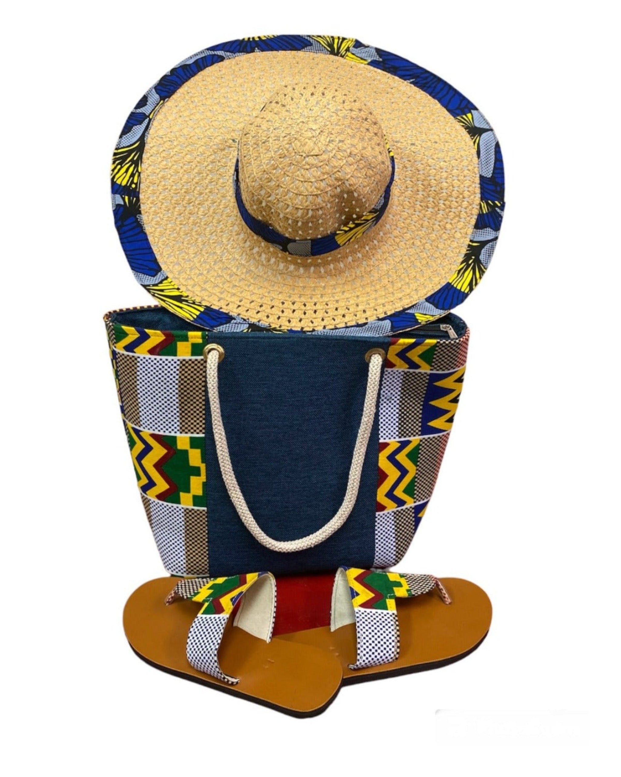 African Textile Bag with matching accessories African print Handbag, (bag 15"w x 12" h. Sandal size 39)