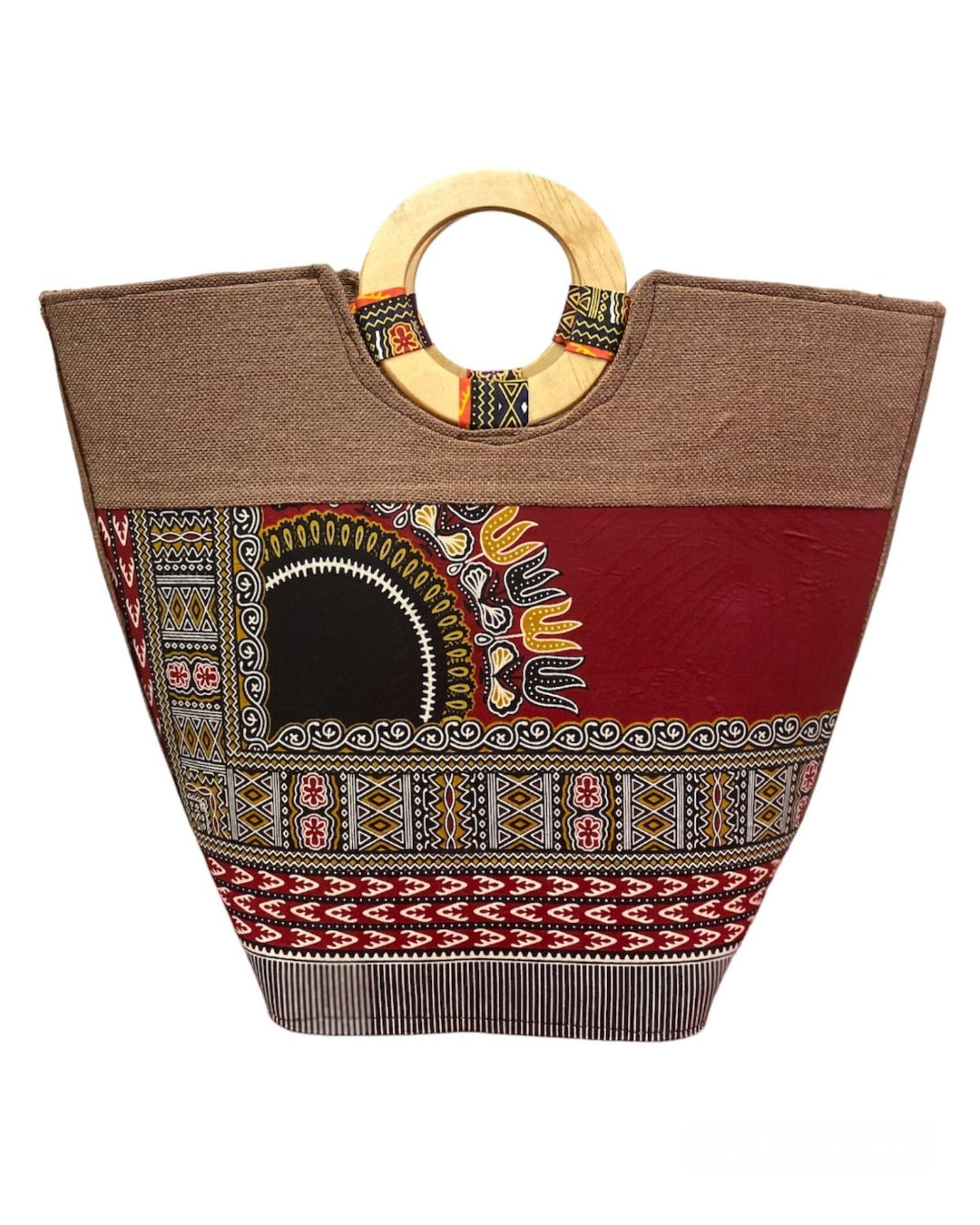 Classic African handbag , African prints bag with wooden handles