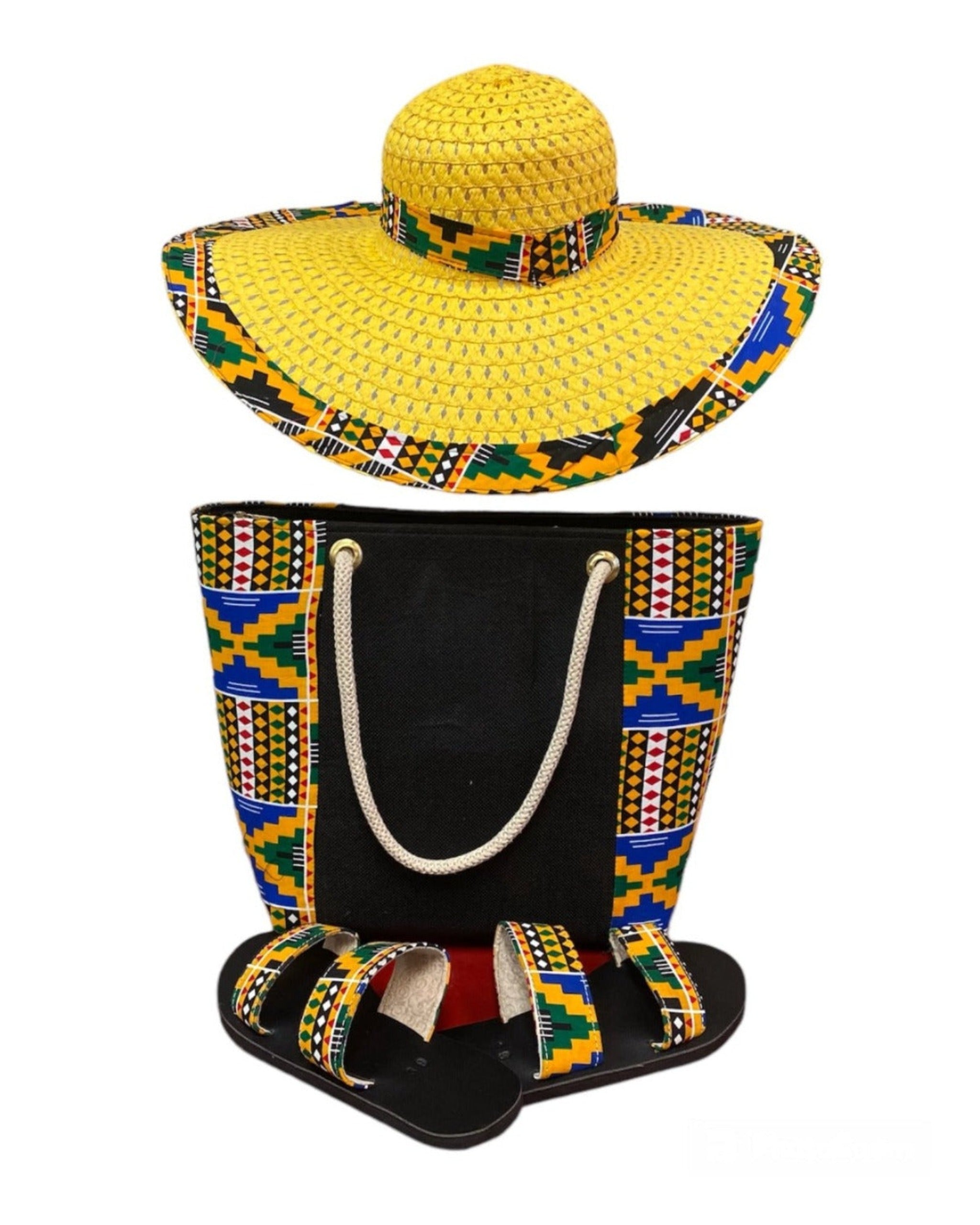 African Textile Bag with matching accessories African print Handbag, (bag 15"w x 12" h. Sandal size 39)