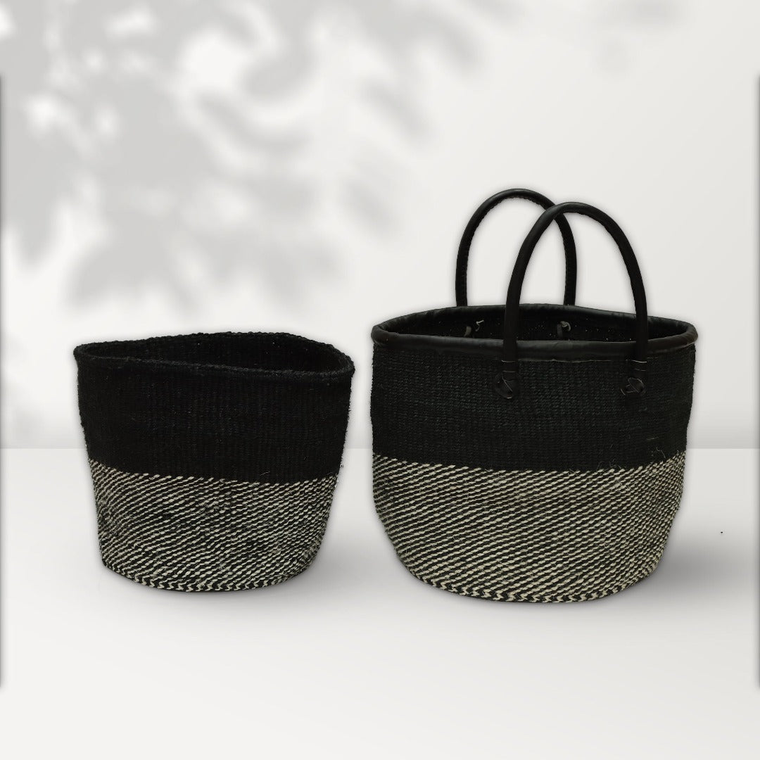 Handwoven Basket with handles for Storage Set  12” and 10”