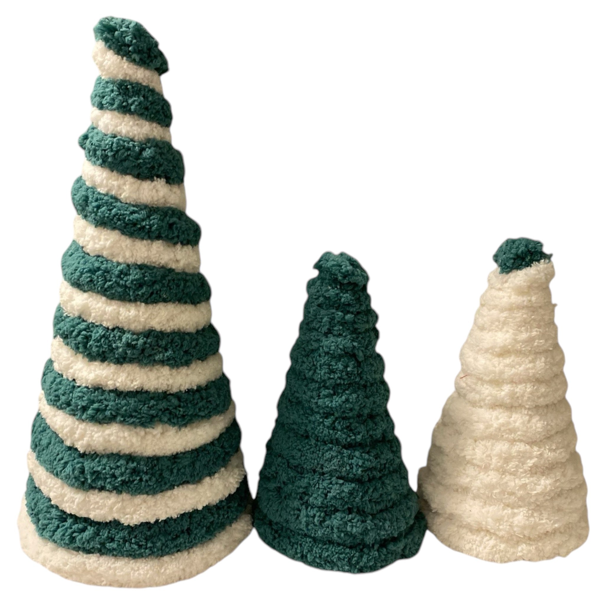 Yarn Christmas Cone Tree Decorative Paper Mache Cone set