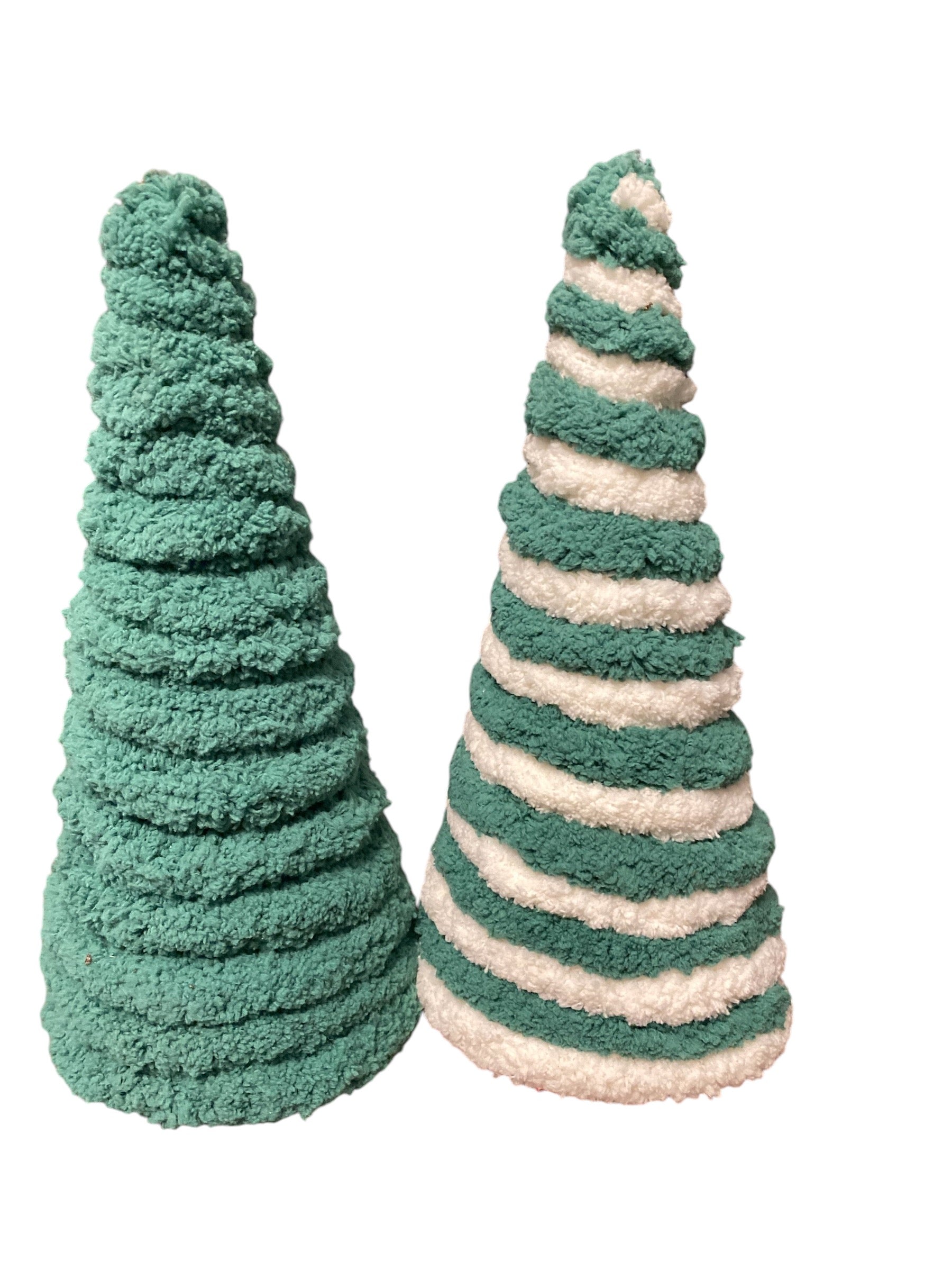 Yarn Christmas Cone Tree Decorative Paper Mache Cone set