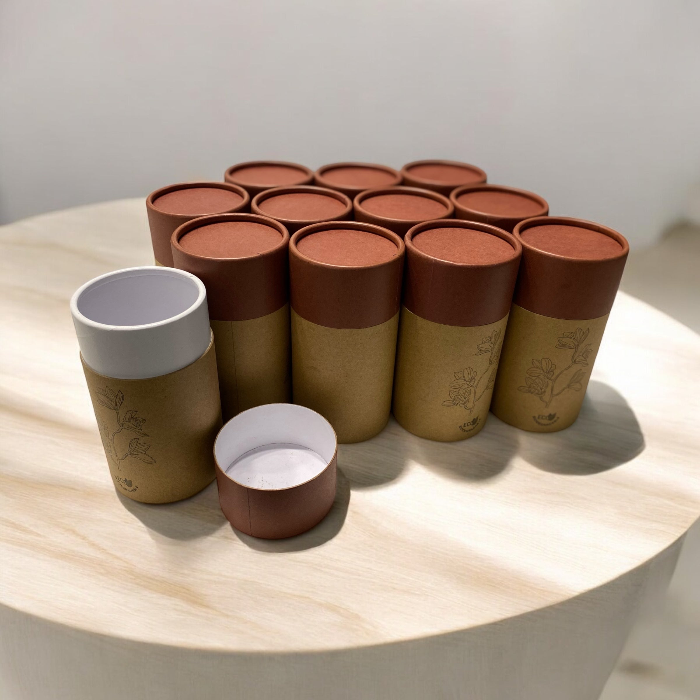 TOBMARC Kraft Paper tube Packaging storage tube for tea, coffee Airtight Food Grade Recyclable Container cylinder-12 Pack
