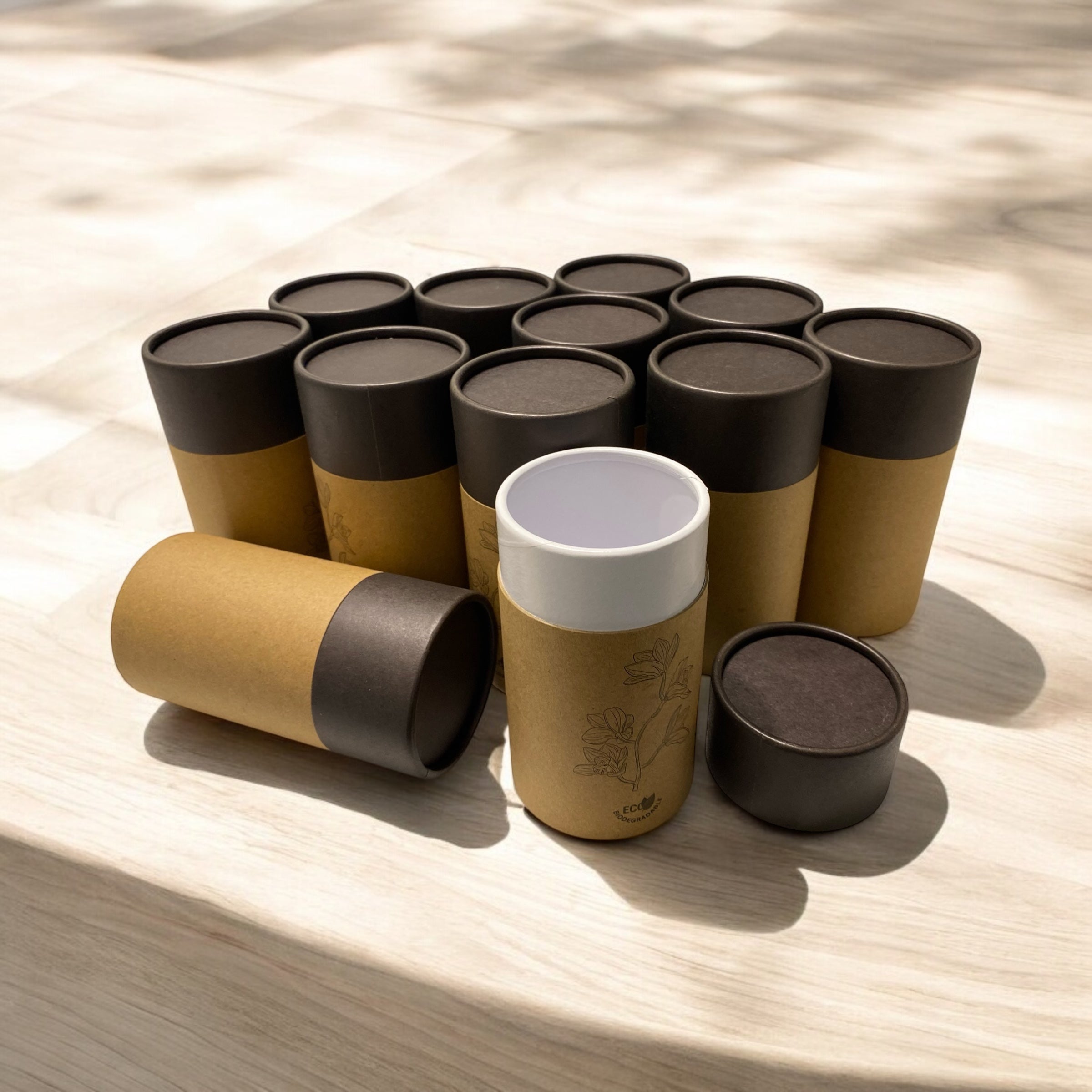 TOBMARC Kraft Paper tube Packaging storage tube for tea, coffee Airtight Food Grade Recyclable Container cylinder-12 Pack