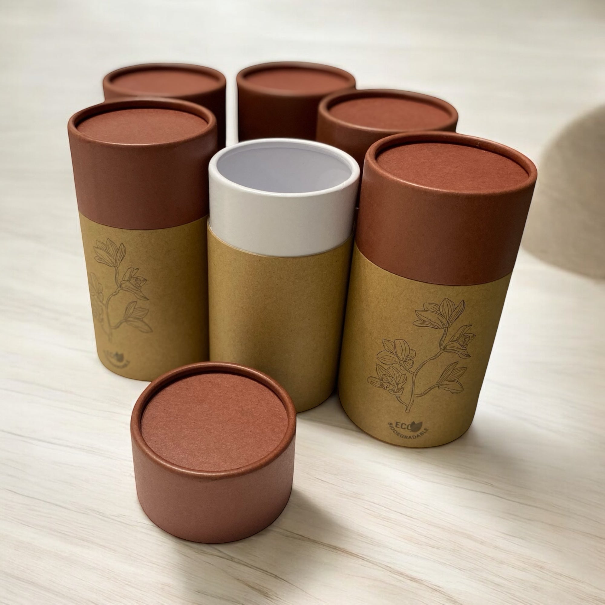 TOBMARC Kraft Paper tube Packaging storage tube for tea, coffee -6-PCK -Black