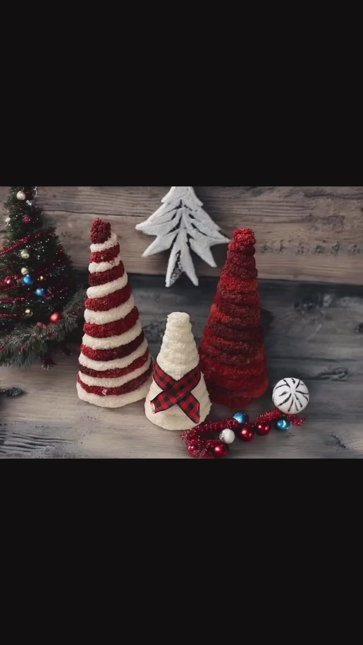 Christmas Decoration Yarn Cone Tree Decor Paper Mache Cone set