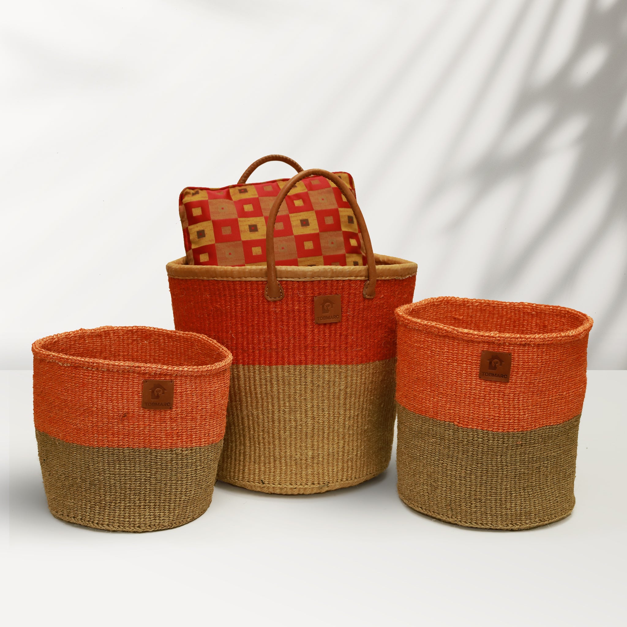 Two-Tone Storage Baskets, Plant Baskets, African Basket Planters, Laundry Basket, Toy Storage Baskets - Tobmarc Home Decor & Gifts 