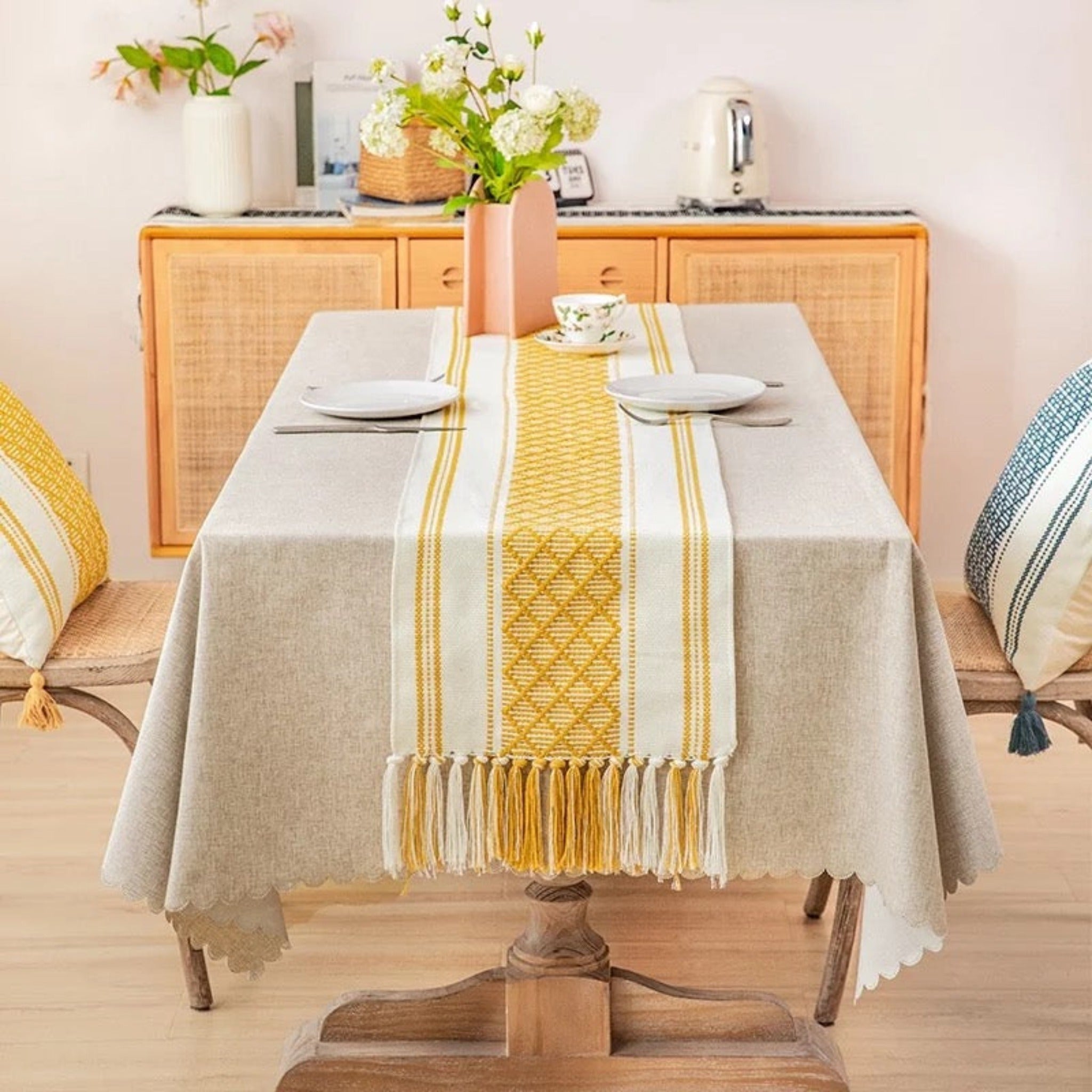 BOHEMIAN TABLE RUNNER, Boho Table Runner Modern Luxury Runner – Tobmarc Home Decor & Gifts