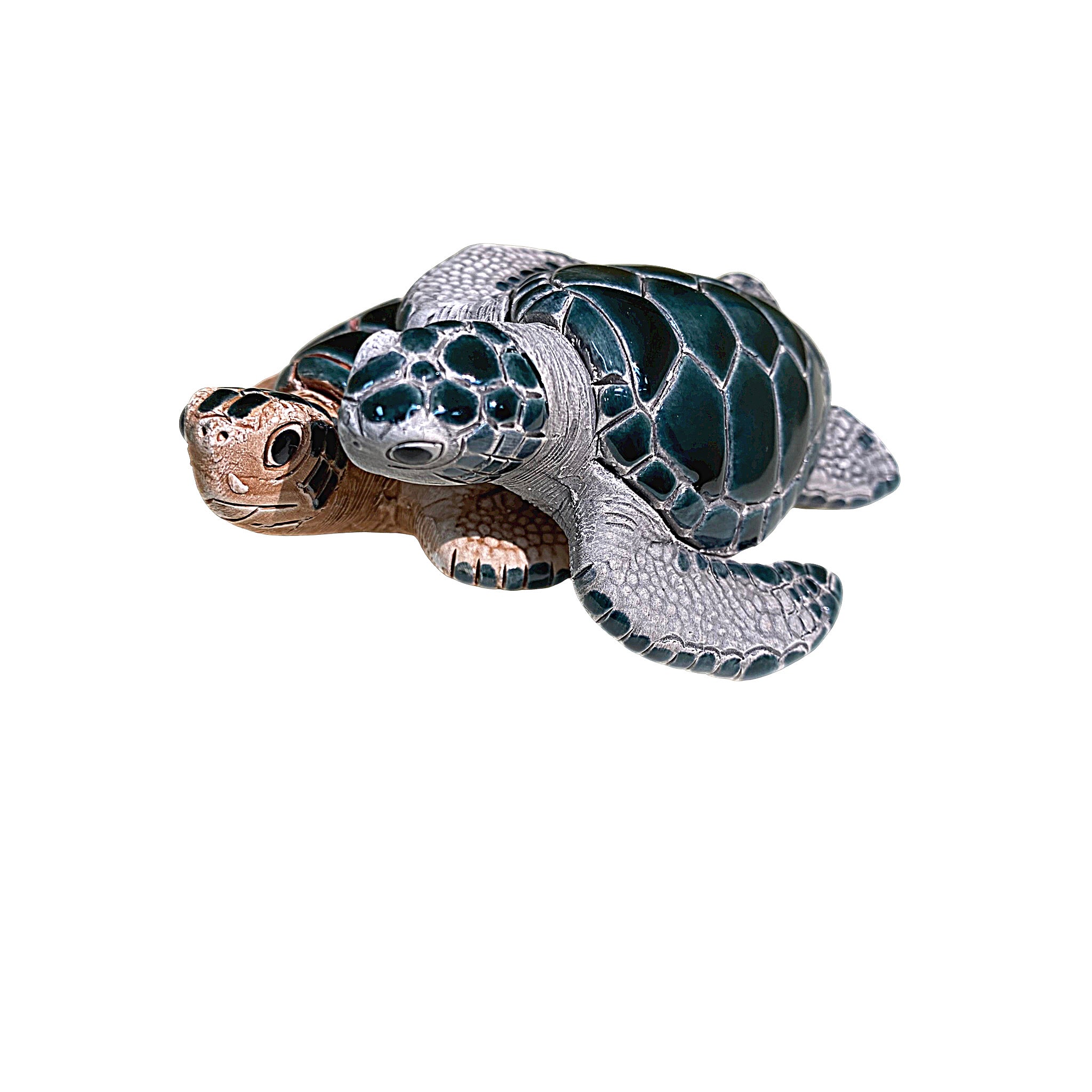 Ceramic  Green Tree Blue Sea Turtle Resin Figurine, Indoor Outdoor Decor, 2in1 - Tobmarc Home Decor & Gifts 