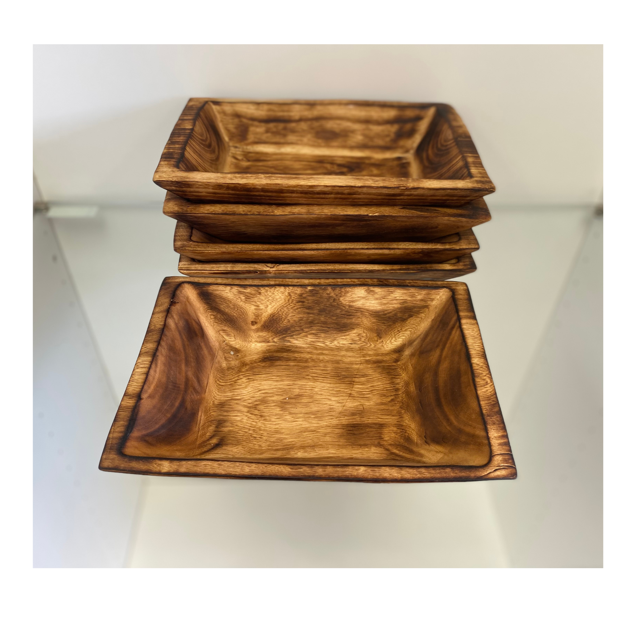 RECTANGLE Dough Bowl for Candles Hand Carved Dough Bowl