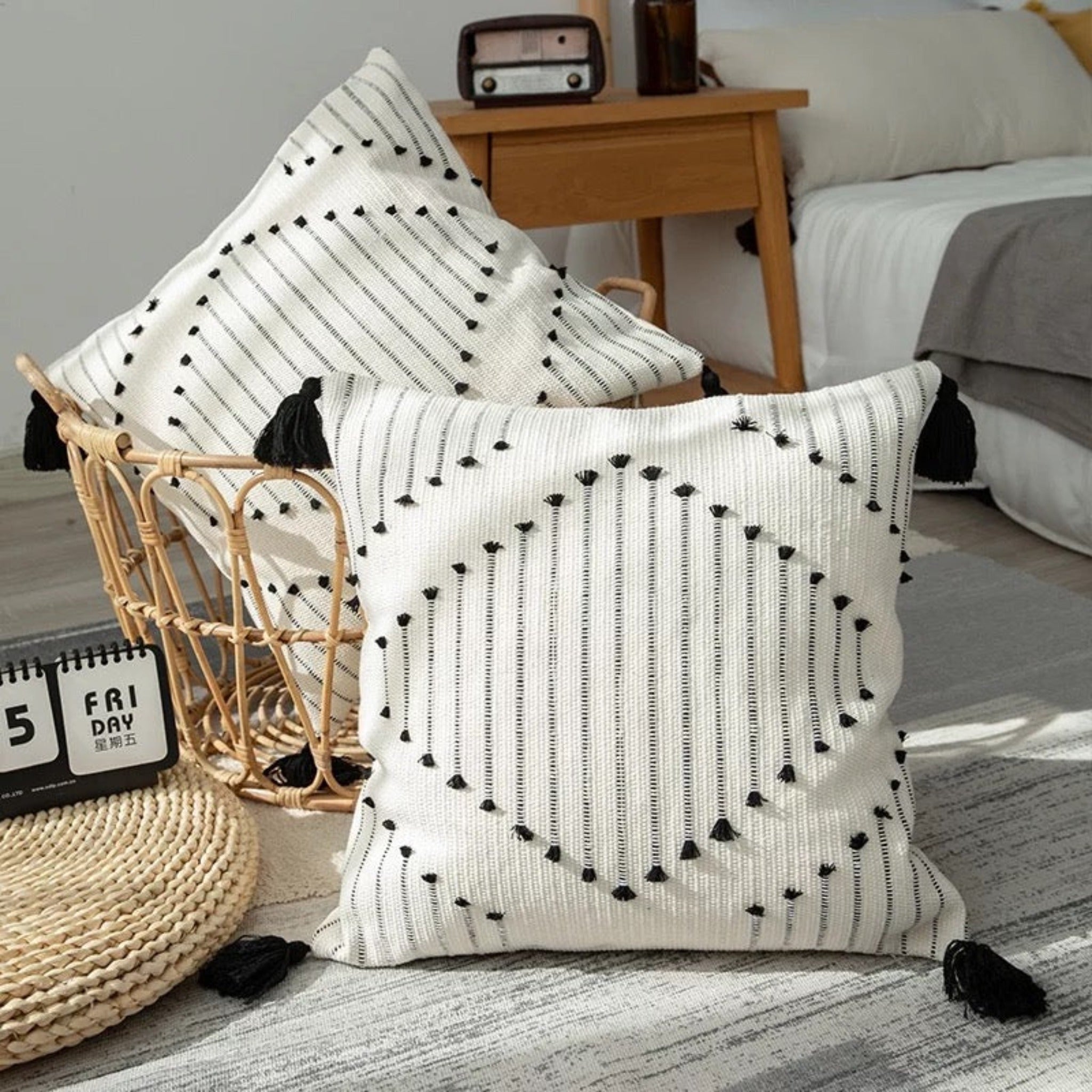 Geometric Boho Pillow Cover 18 x 18 Decorative Diamond Cushion Covers
