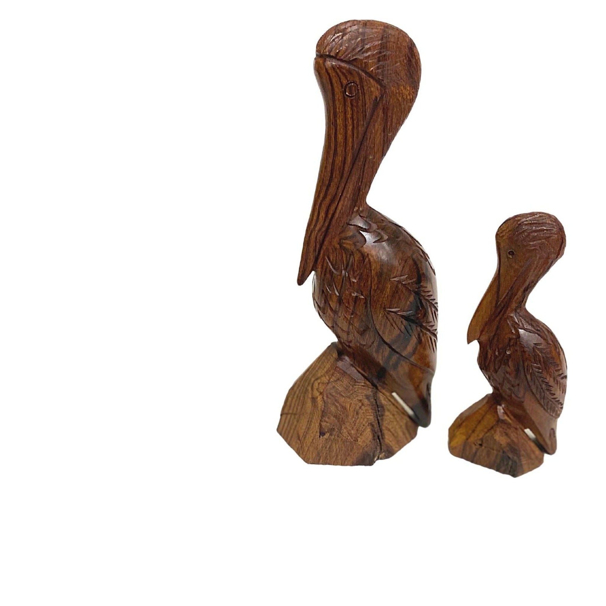 Hand Carved Wood Pelican, Ironwood Pelican Sculpture, Pelican Statue, Pelican Lover Gift, Bird Sculpture - Tobmarc Home Decor & Gifts 