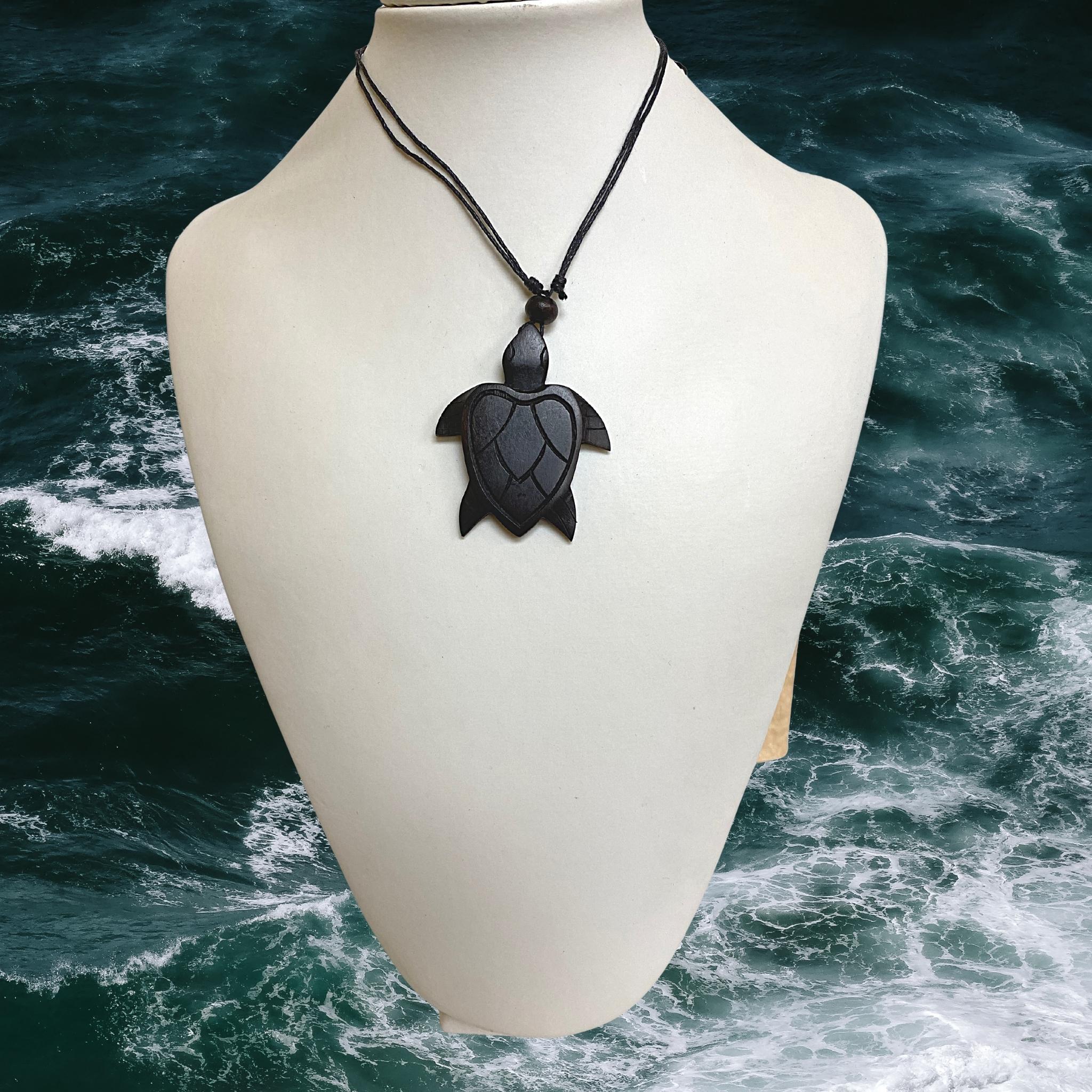 Sea Turtle Necklace hand carved Ironwood Sea Turtle pendant