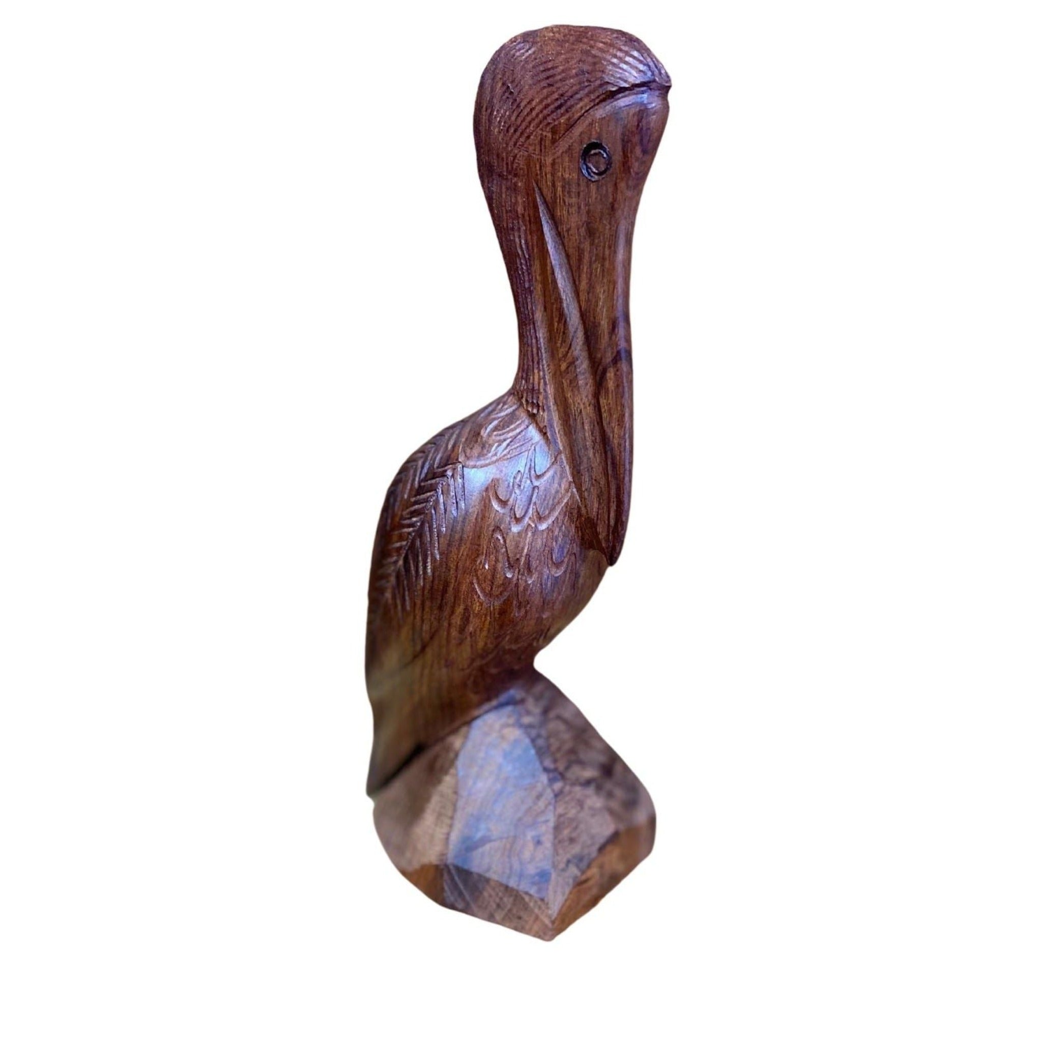 Hand Carved Wood Pelican, Ironwood Pelican Sculpture, Pelican Statue, Pelican Lover Gift, Bird Sculpture - Tobmarc Home Decor & Gifts 