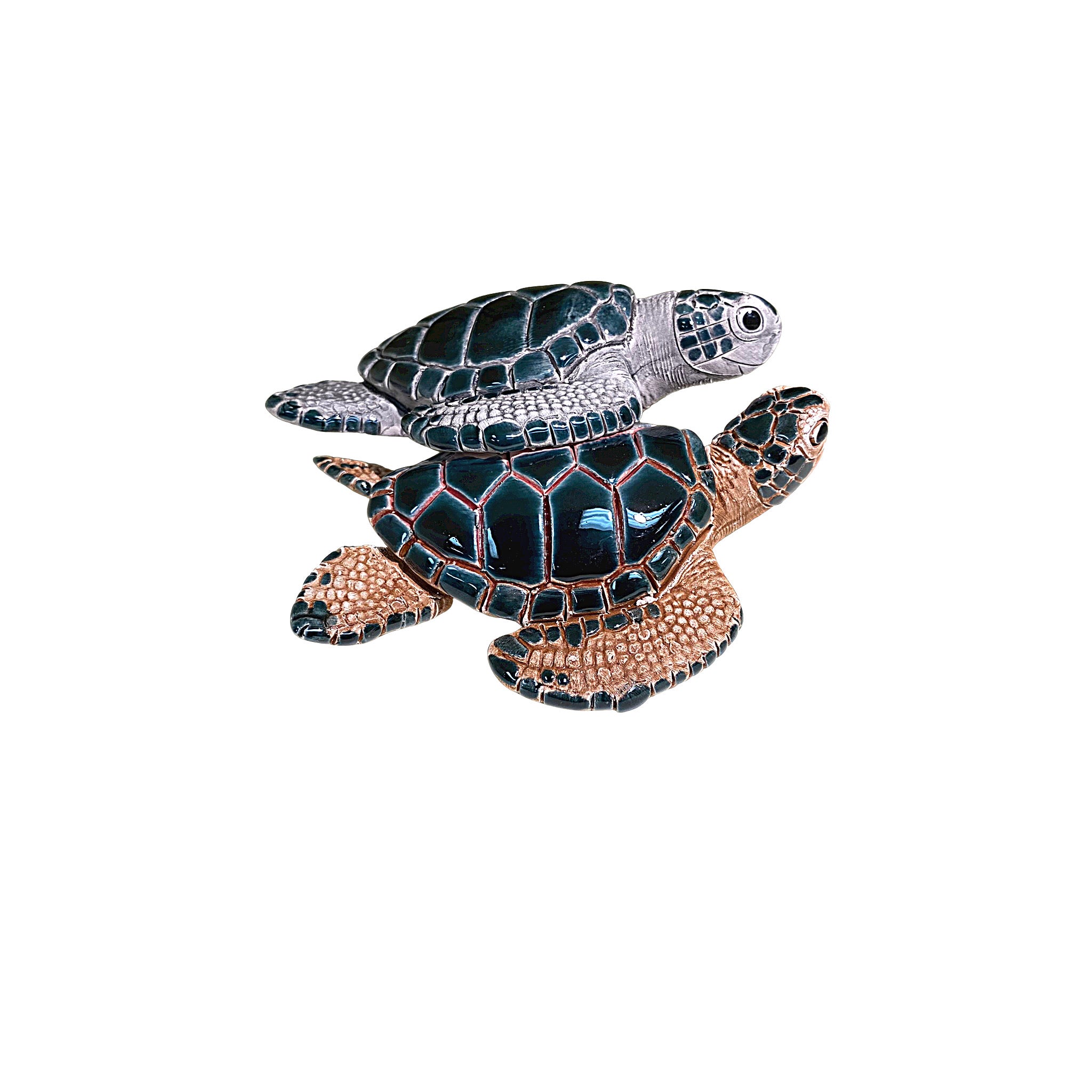 Ceramic  Green Tree Blue Sea Turtle Resin Figurine, Indoor Outdoor Decor, 2in1 - Tobmarc Home Decor & Gifts 
