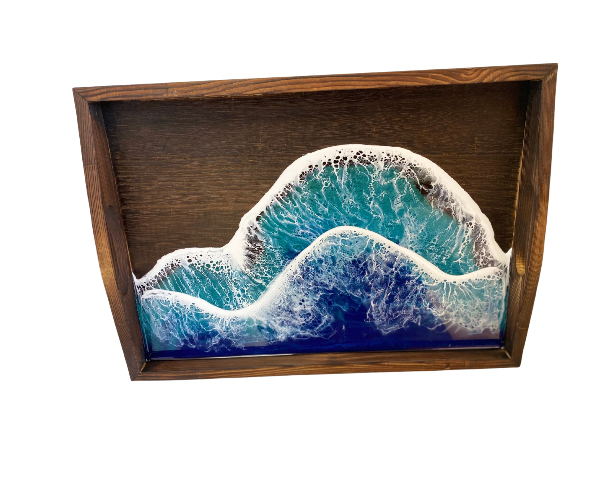 Rustic Resin Serving Tray Decorative Coastal Ocean Waves tray Serving tray with handles Personalized Tray perfect Christmas Gift - Tobmarc Home Decor & Gifts 