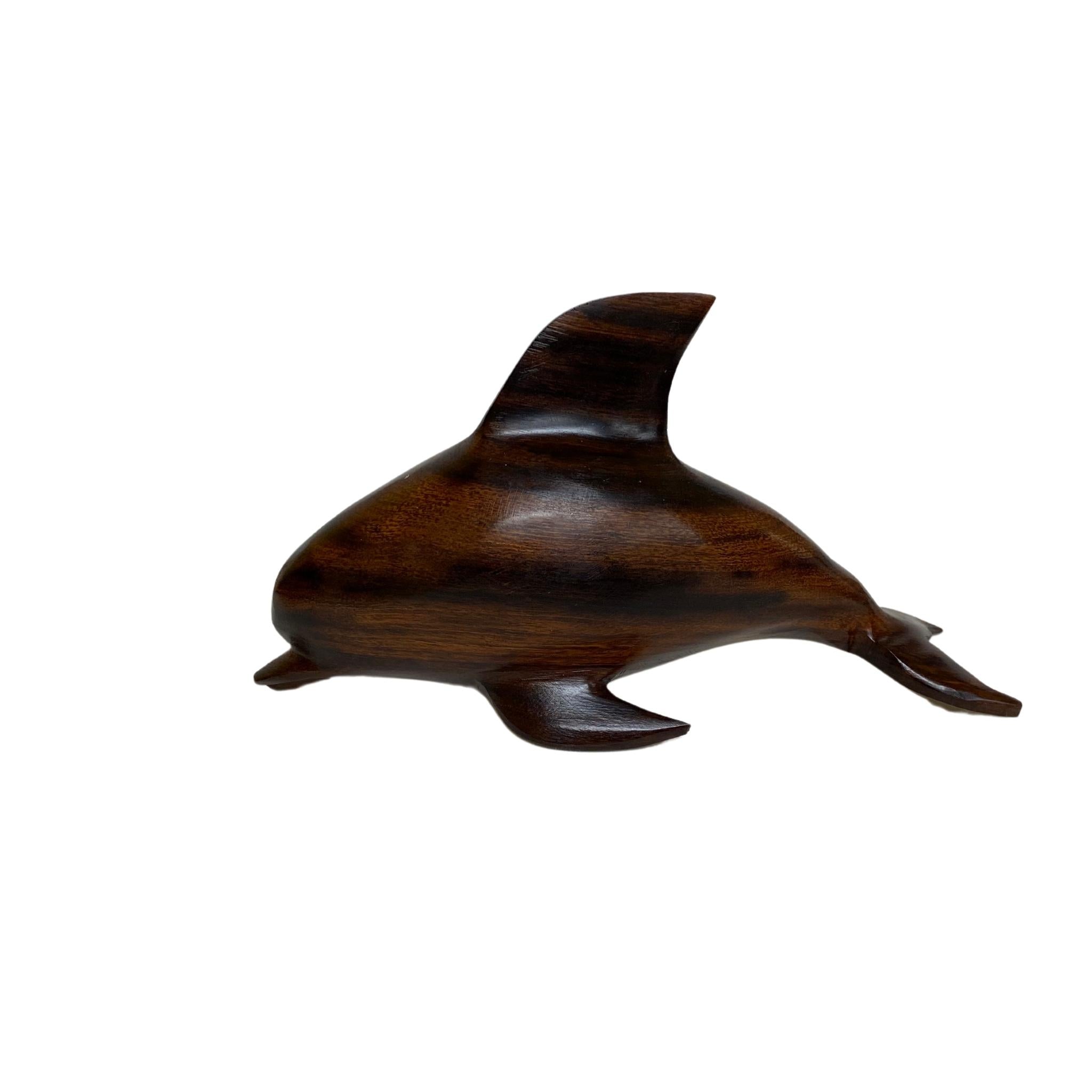Vintage Ironwood Wood Hand Carved Dolphin Figurine Sculpture 6”