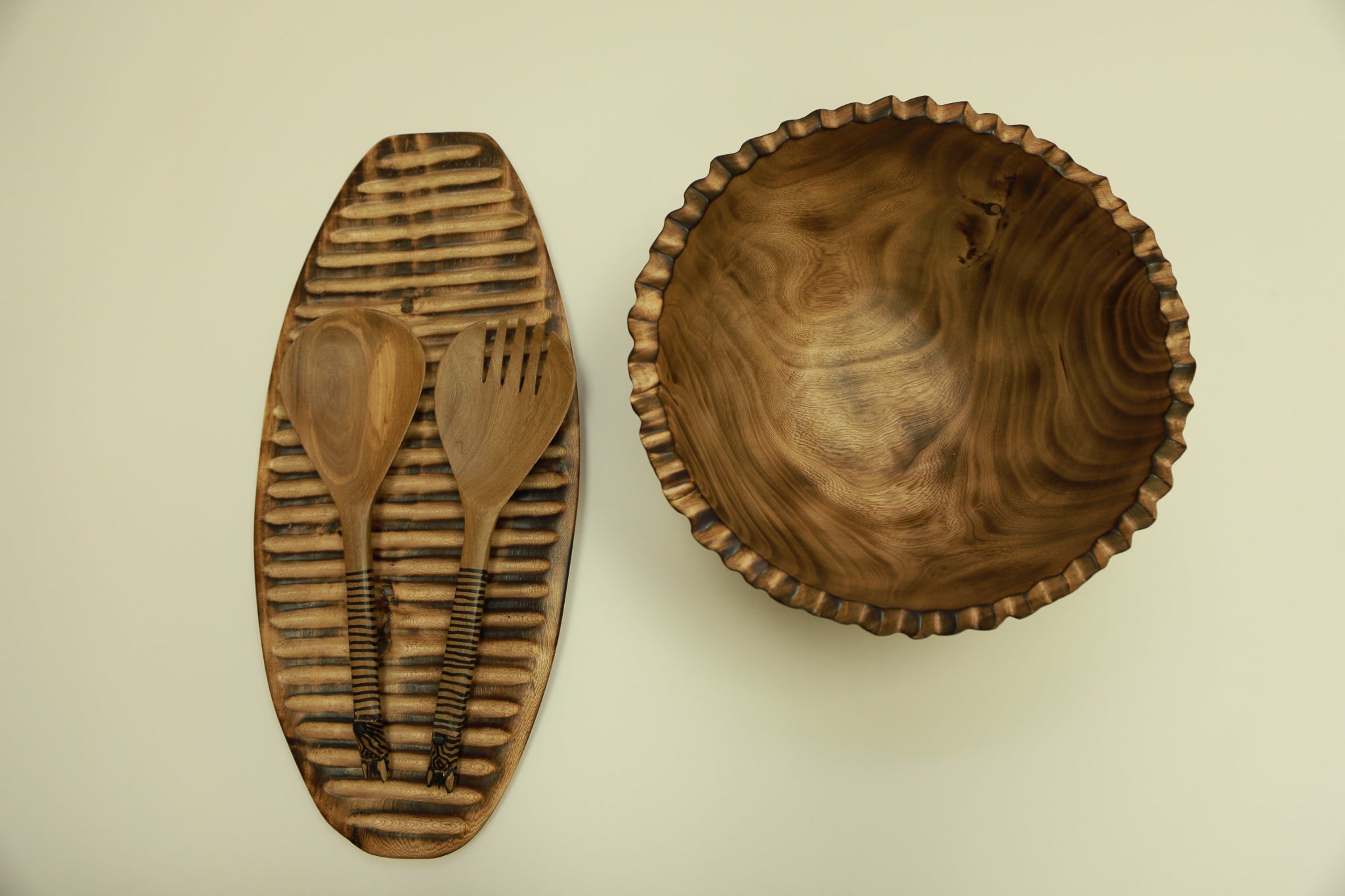 Handcrafted Bread Serving woodenTray Set of 3,