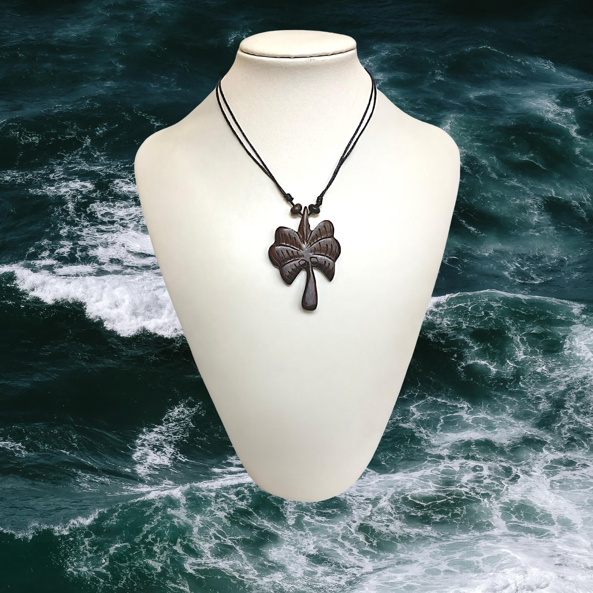Wooden Carved Palm Tree Necklace hand carved