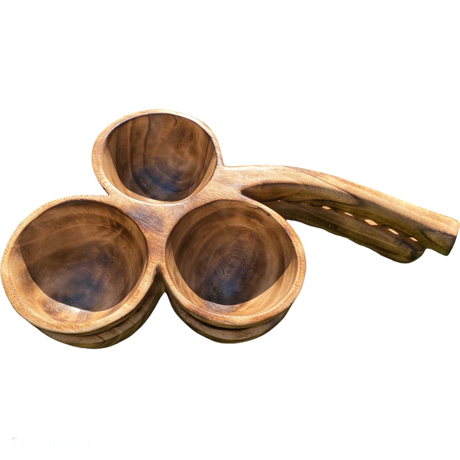 Wooden Serving Bowl with Handle 3 in 1l