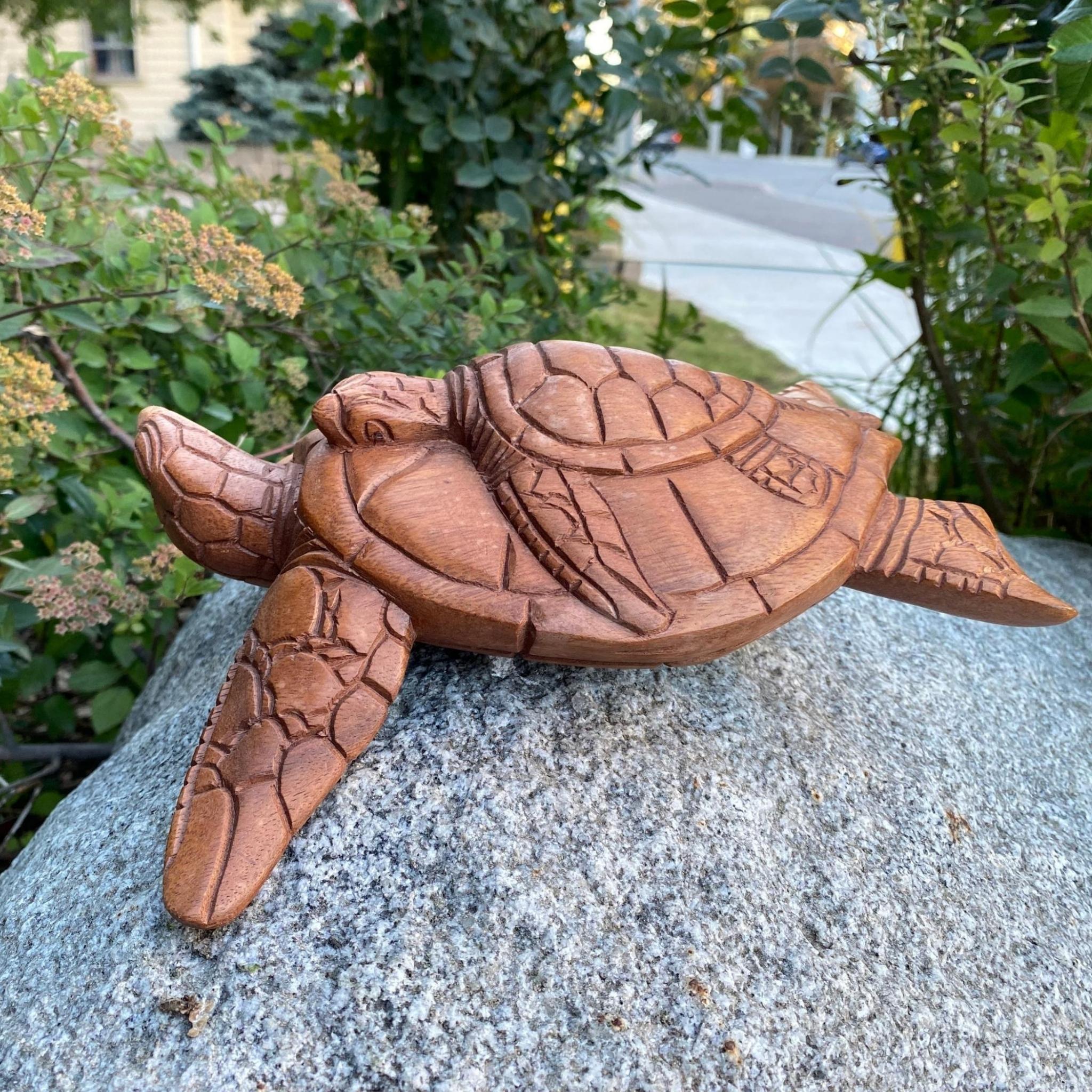 Wooden Tortoise Home Decor Sculpture Statue Turtle
