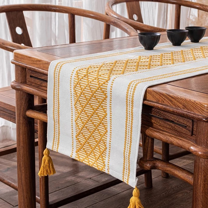 Unique new products modern home party table decorations boho cotton jacquard placemat and table runner set - Tobmarc Home Decor & Gifts 